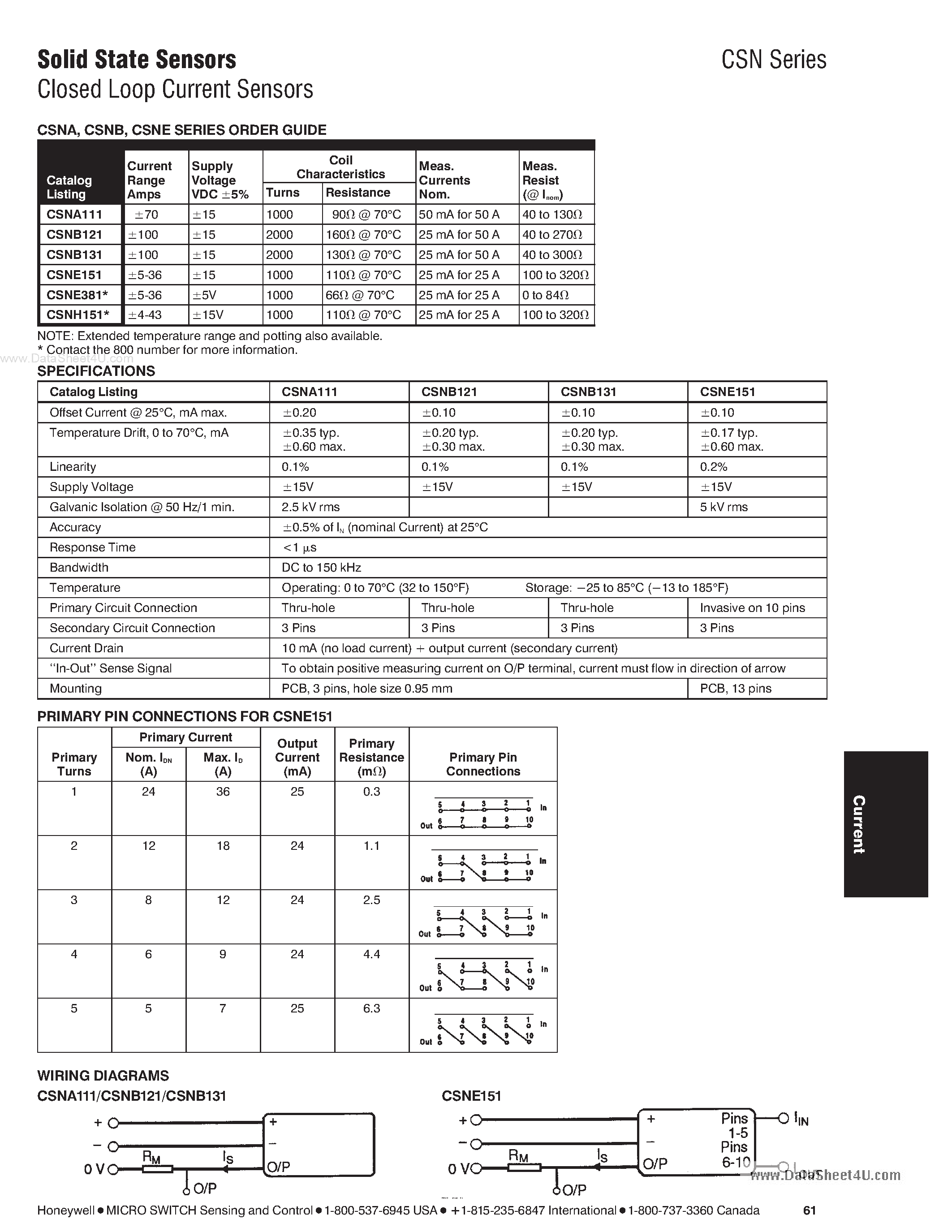 Datasheet CSNCxxx page 2 Datasheet CSNCxxx - Solid State Sensors Closed Loop Current Sensors page 2