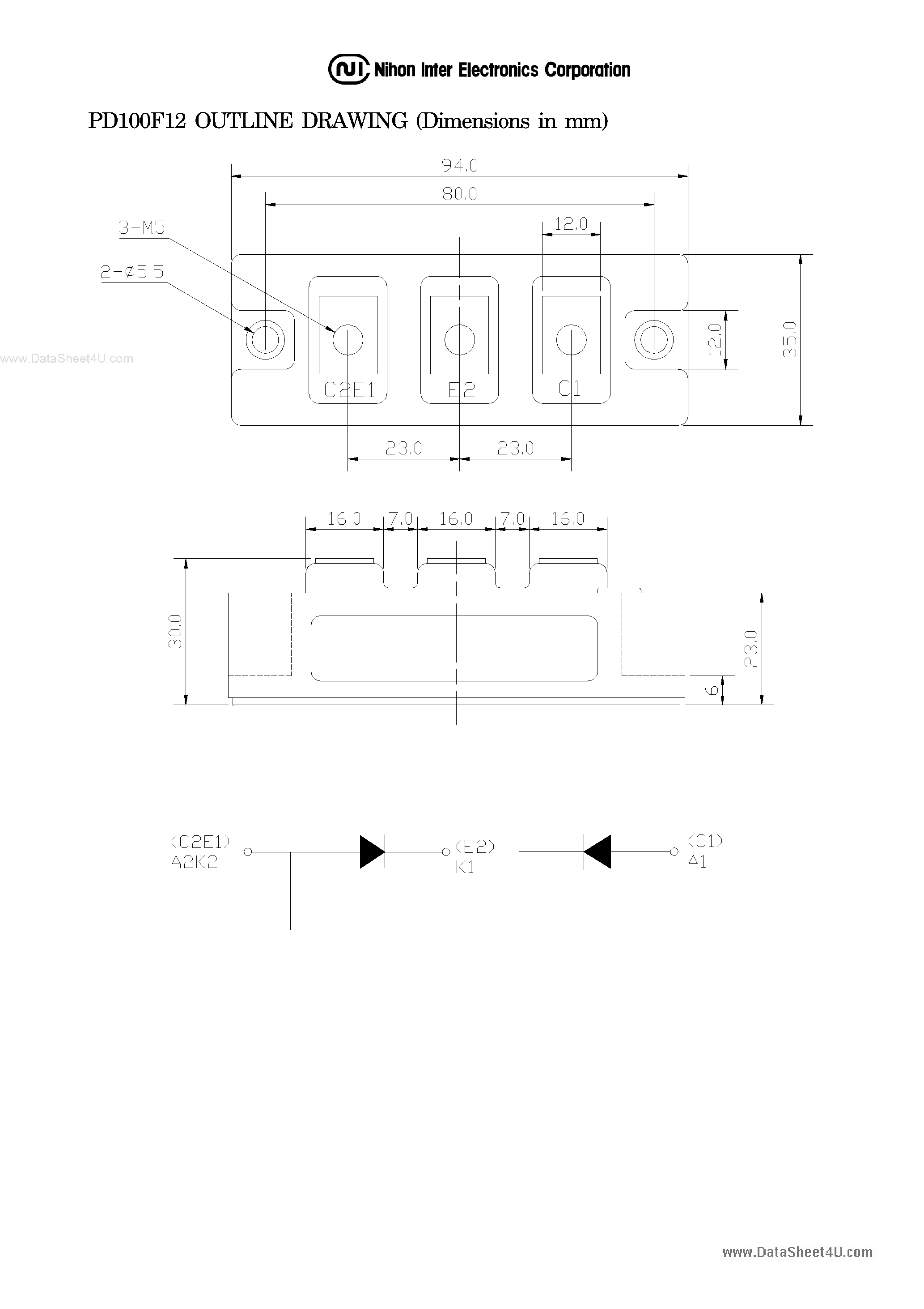 Datasheet PD100F12 page 2 Datasheet PD100F12 - DIODE MODULE page 2