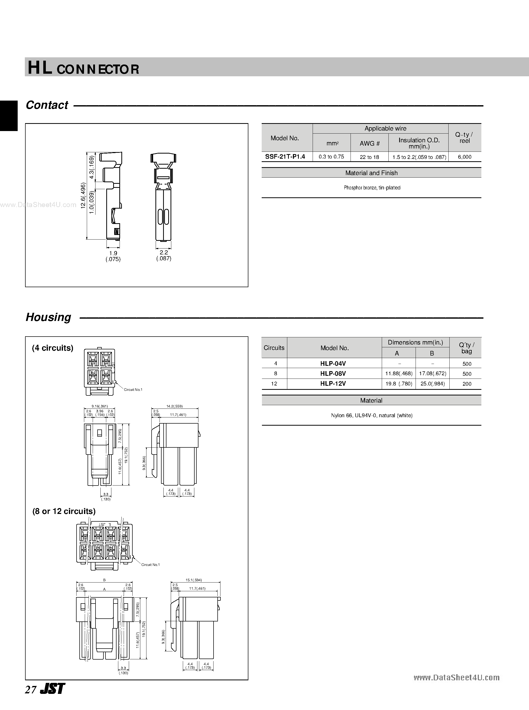 Datasheet B12P-HL-A - CONNECTOR page 2