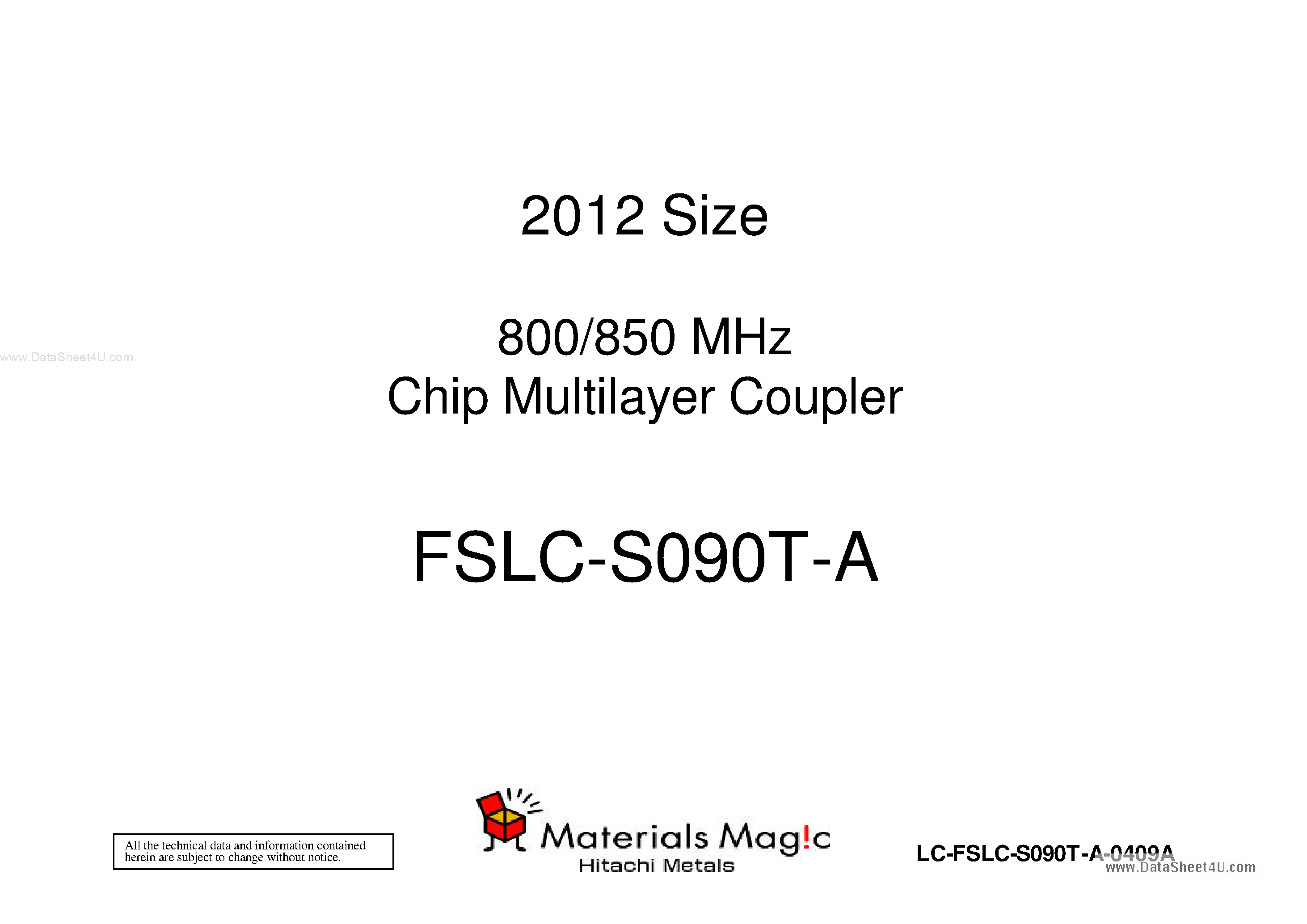 Datasheet FSLC-S090T-A - Chip Multilayer Coupler page 1