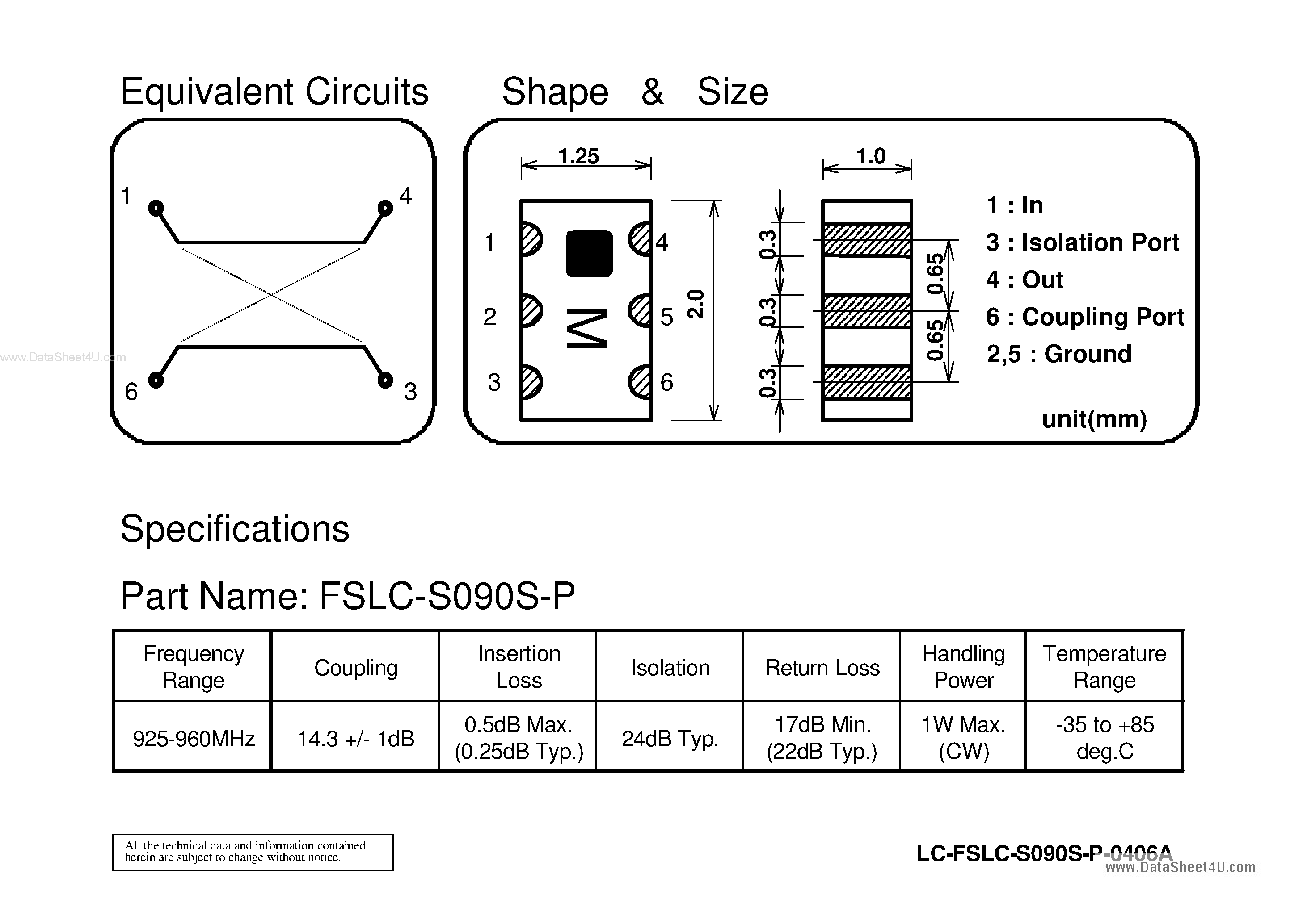Даташит FSLC-S090S-P - Chip Multilayer Coupler страница 2