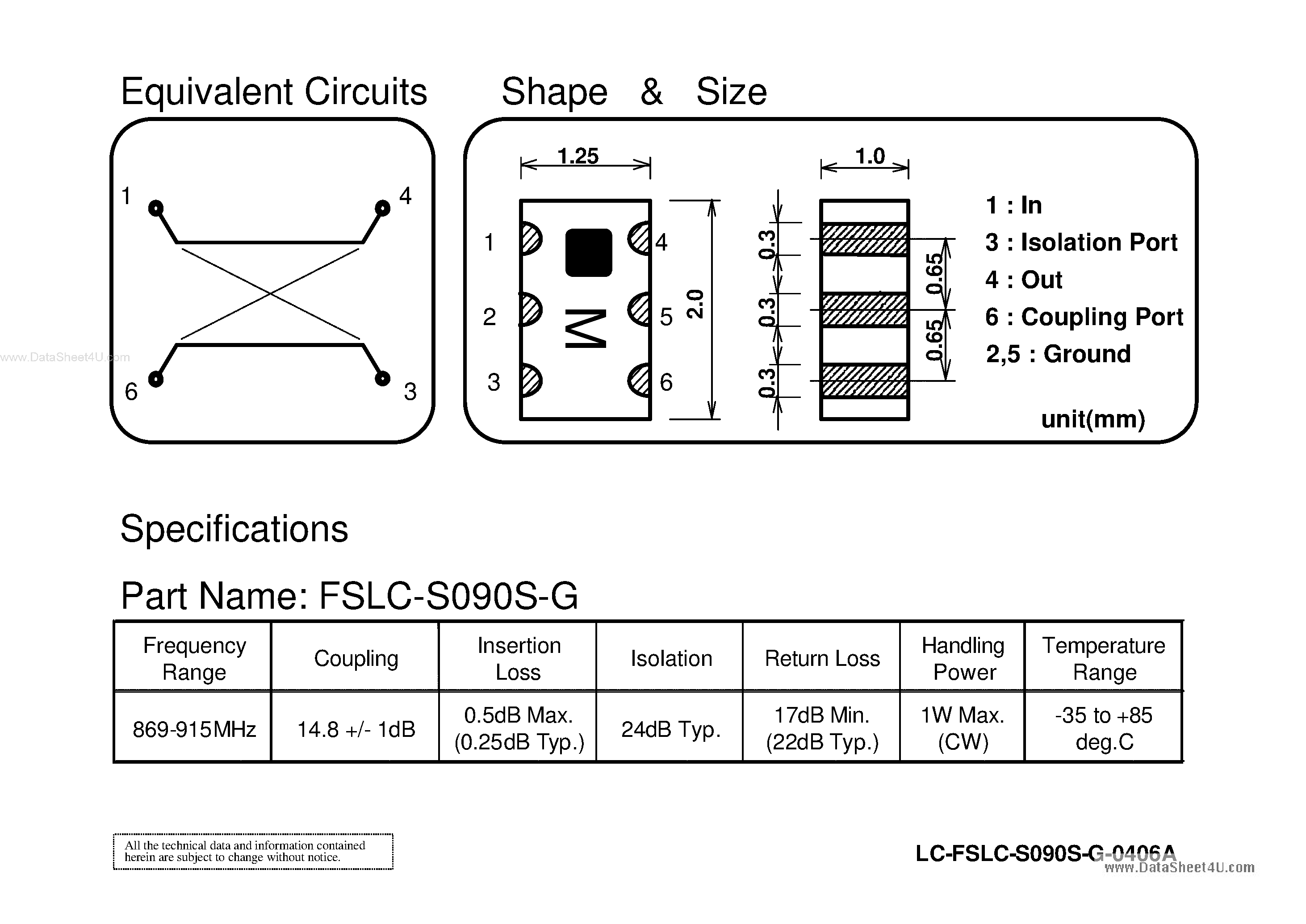 Даташит на микросхему FSLC-S090S-G страница 2 Даташит FSLC-S090S-G - Chip Multilayer Coupler страница 2