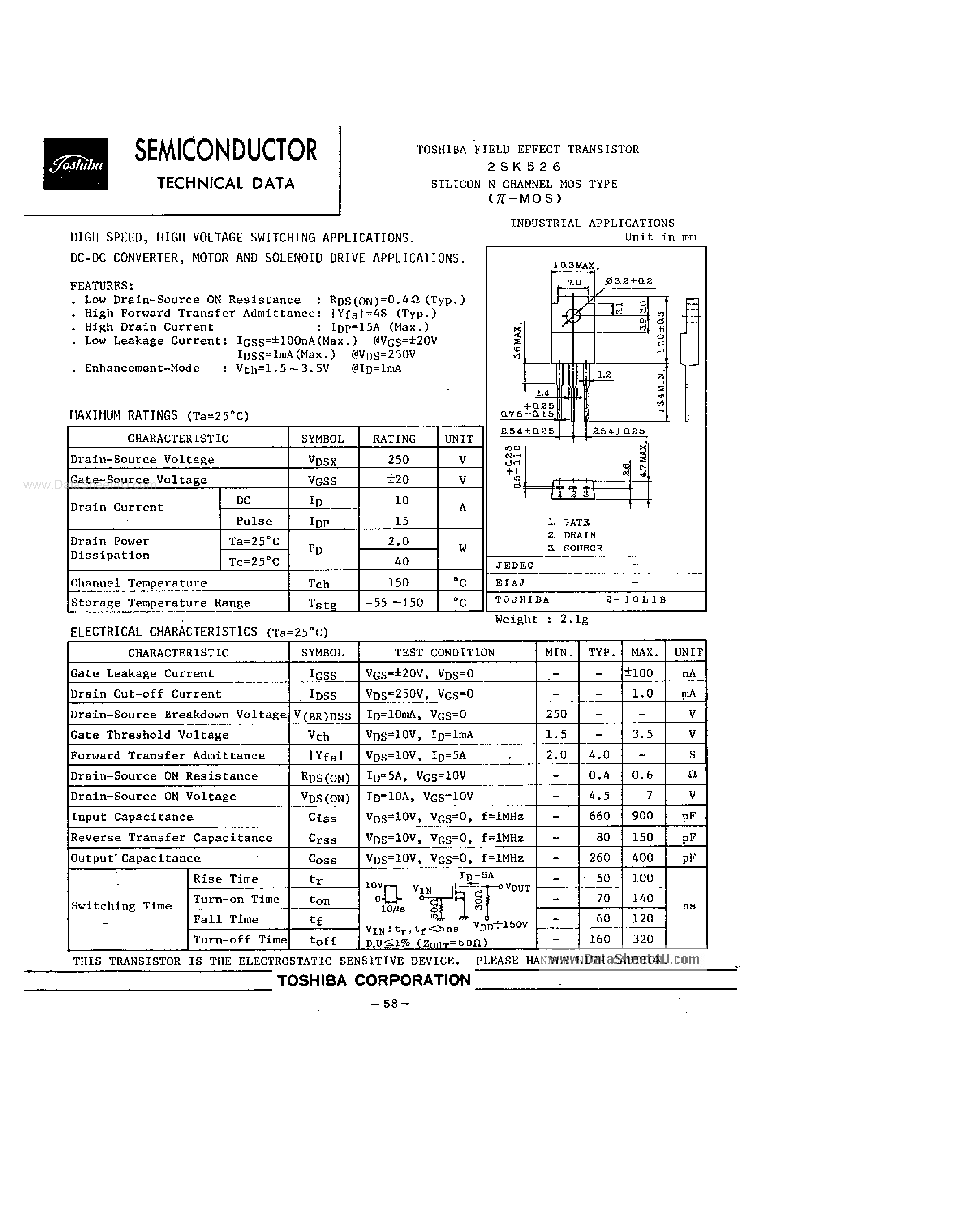 Datasheet K526 - Search -----> 2SK526 page 1