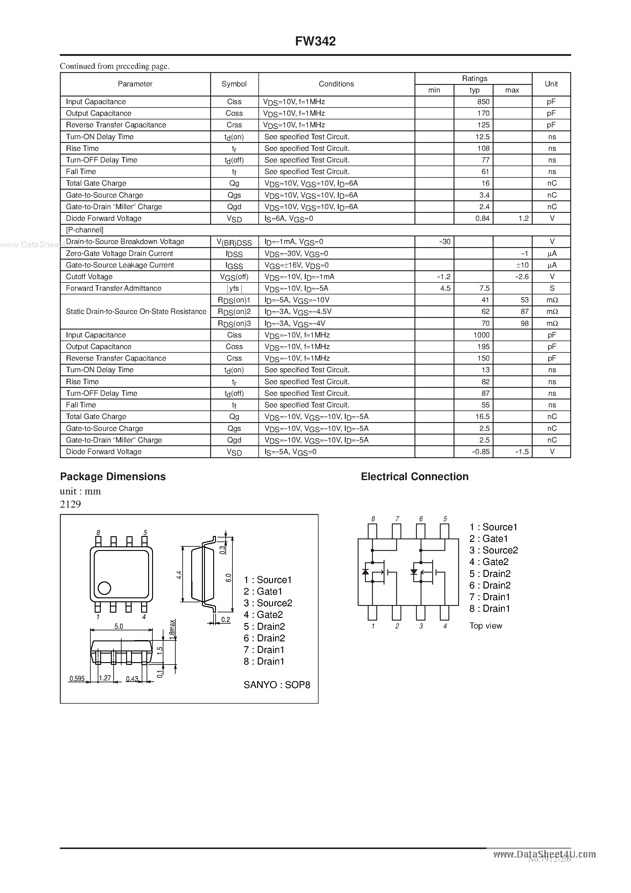 Даташит на микросхему FW342 страница 2 Даташит FW342 - General-Purpose Switching Device страница 2