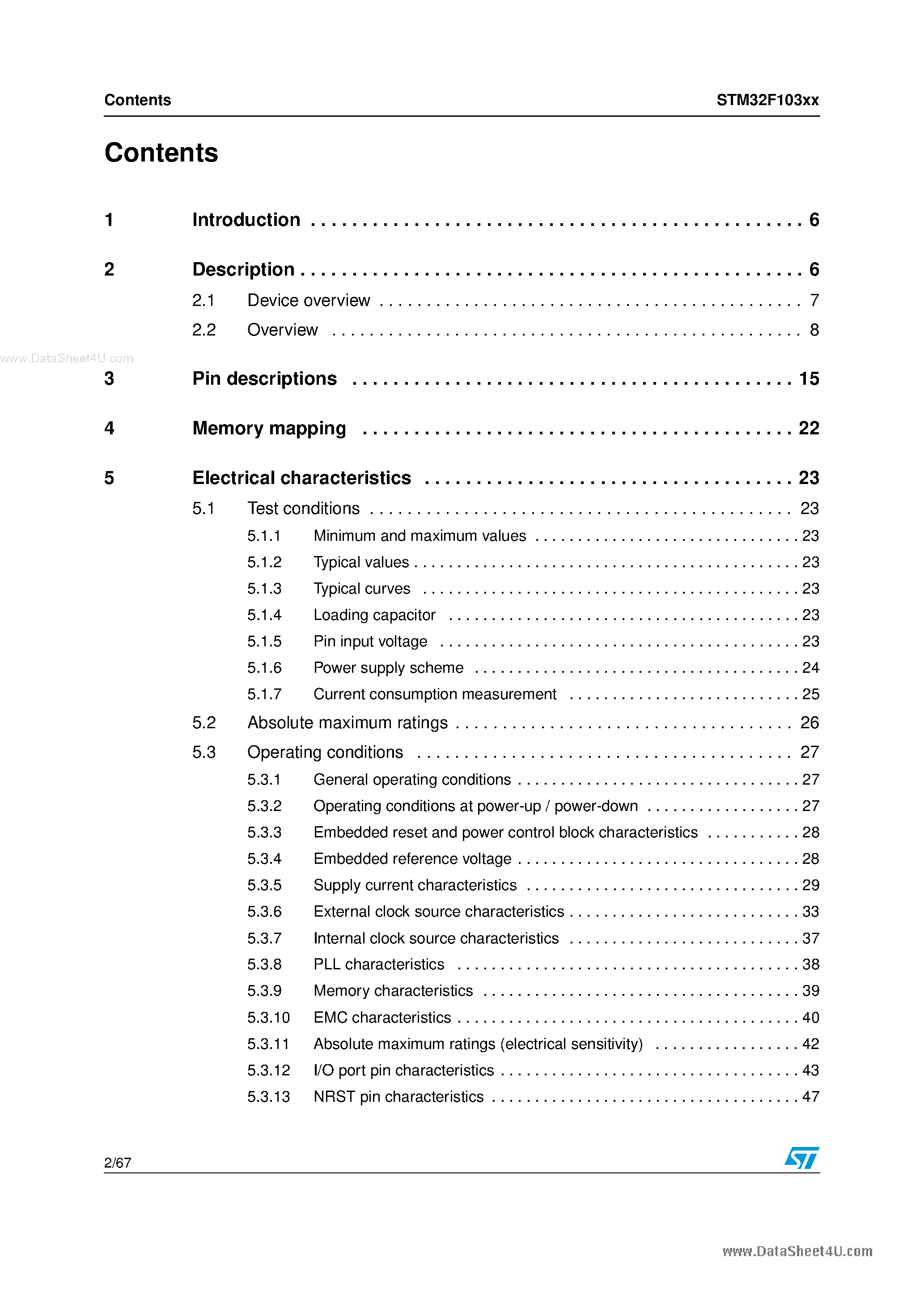 Даташит на микросхему STM32F103x6 страница 2 Даташит STM32F103x6 - ARM-based 32-bit MCU страница 2