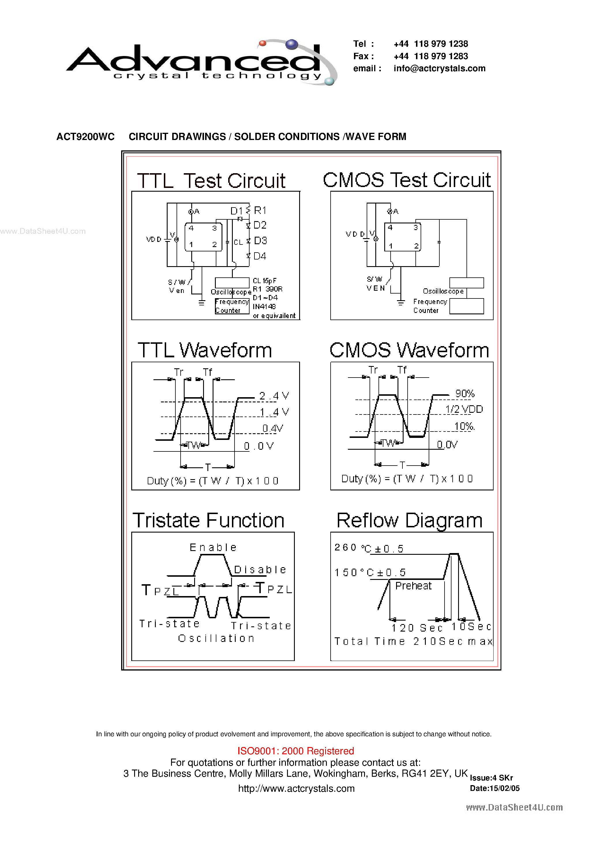 Даташит ACT9200WC - low profile SMD Microprocessor clock страница 2