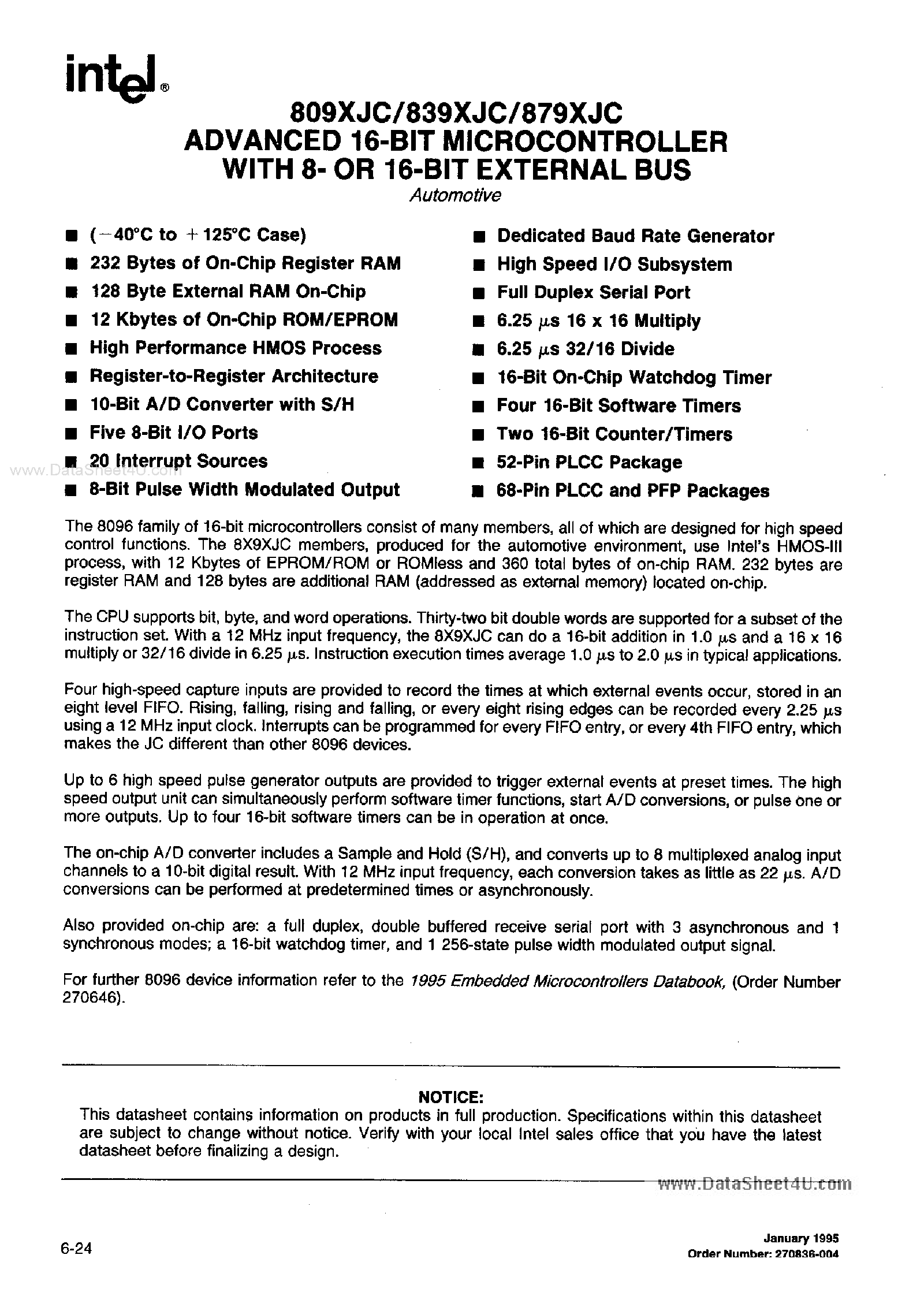 Datasheet AN809xJC - (AN8x9xJC) Advanced 16-Bit Microcontroller page 1