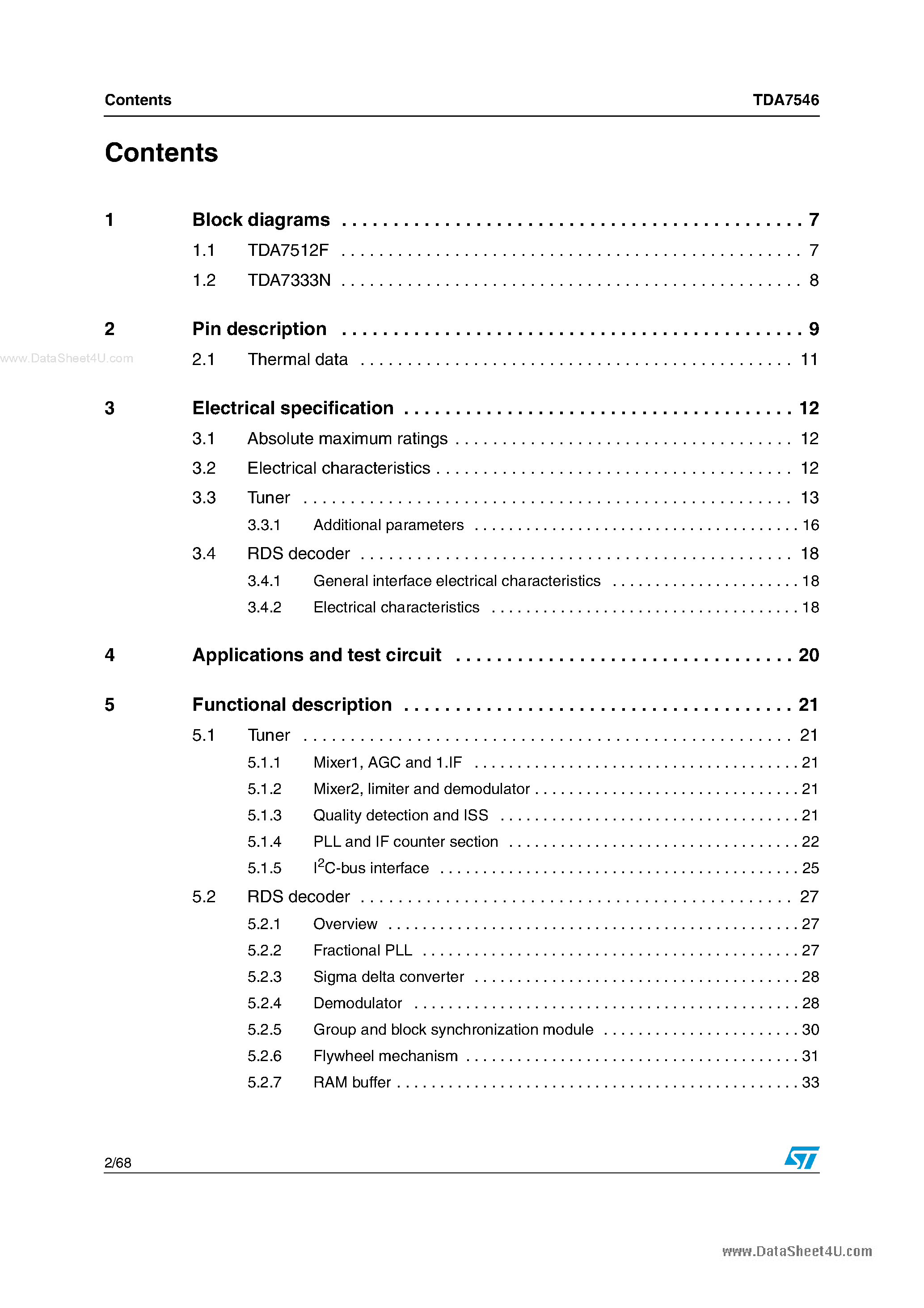 Datasheet TDA7546 - Multichip module page 2
