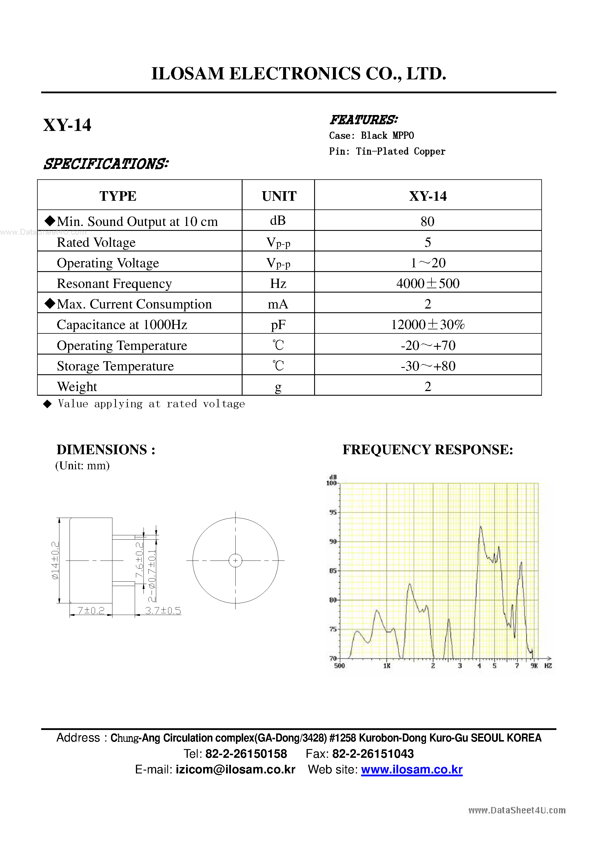 Datasheet ALP1205S page 1 Datasheet ALP1205S - Buzzer page 1