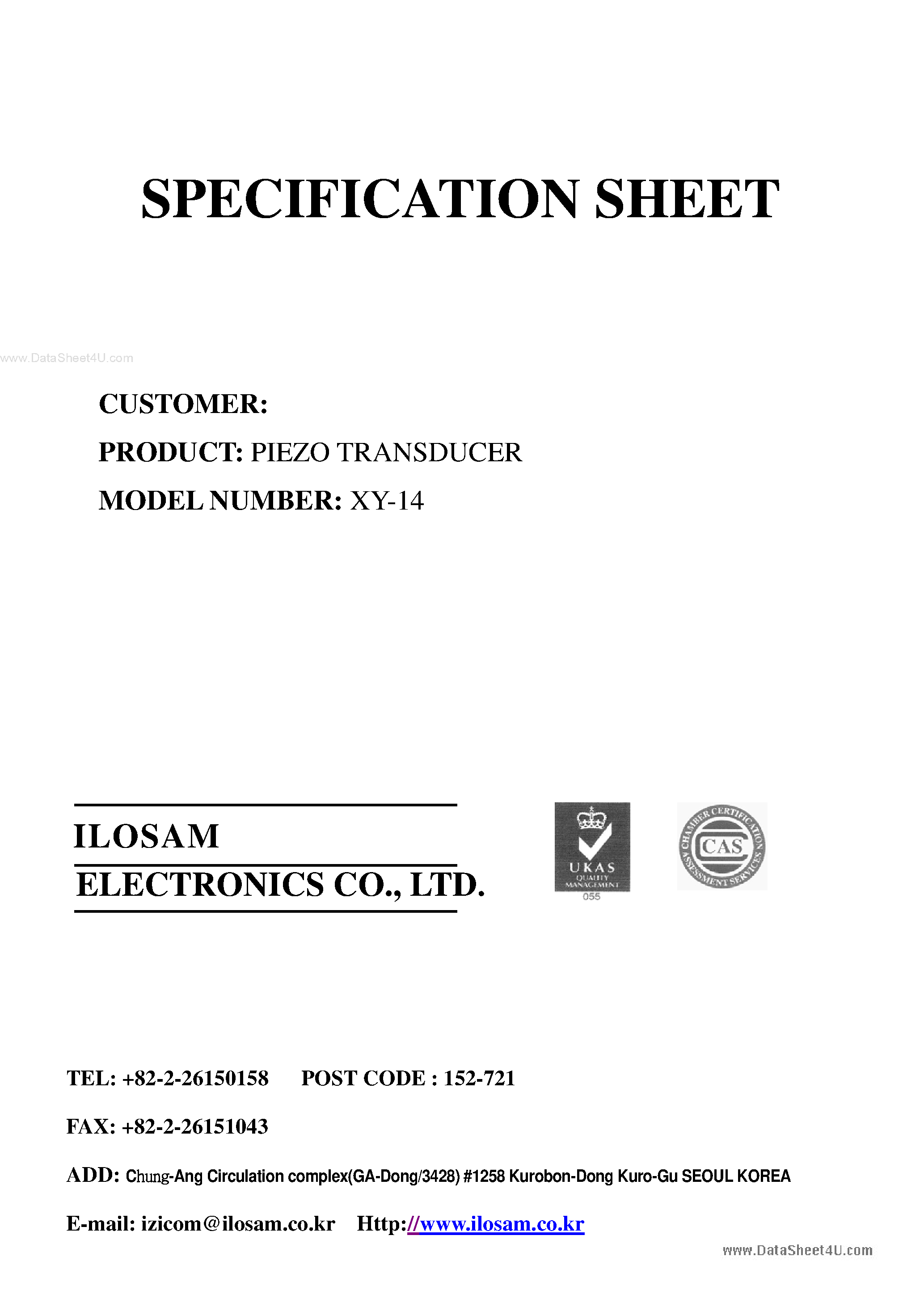 Datasheet ALP1205S page 2 Datasheet ALP1205S - Buzzer page 2