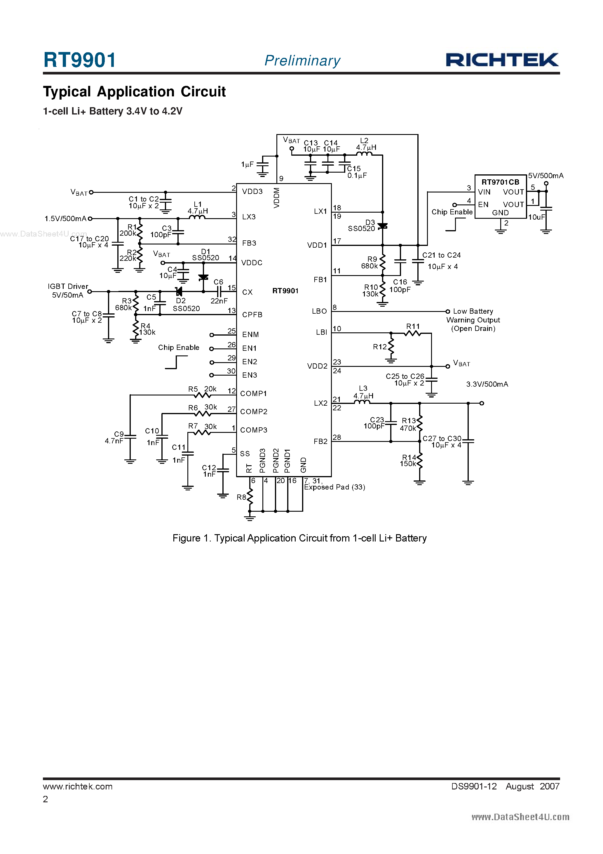 Datasheet RT9901 - 4 Channel DC/DC Converters IC page 2