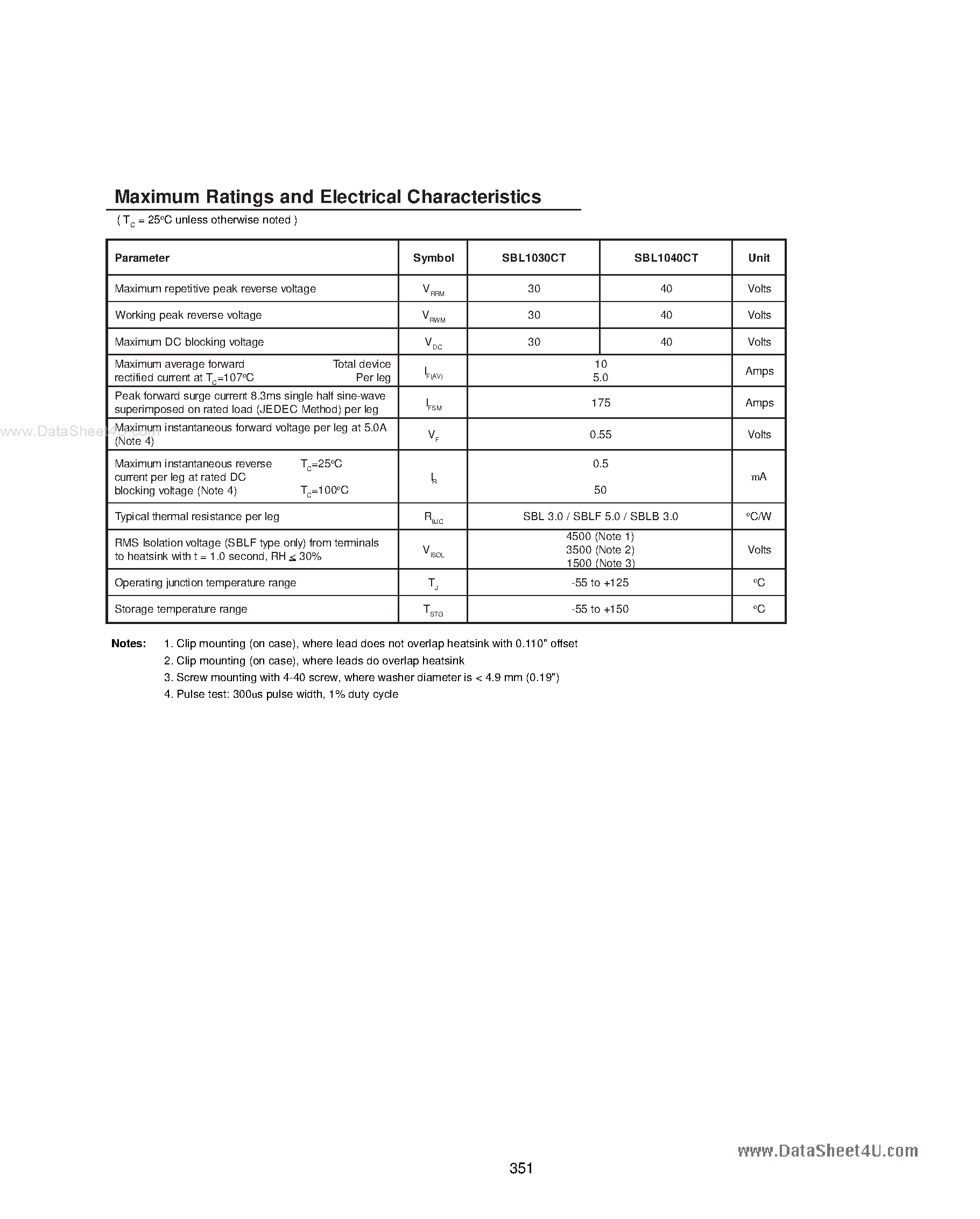 Datasheet SBLB030CT page 2 Datasheet SBLB030CT - Schottky Barrier Rectifiers page 2
