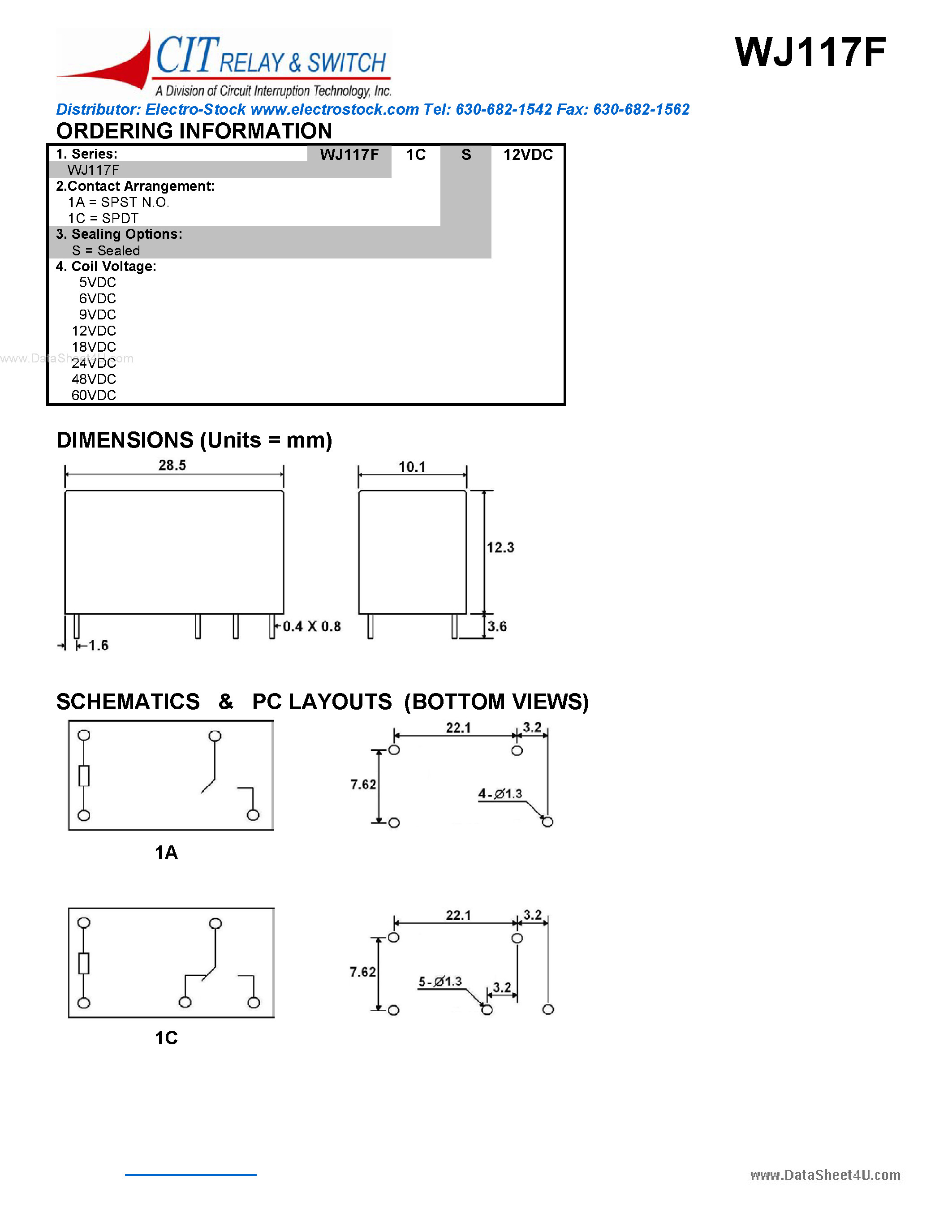 Datasheet WJ117F - CIT SWITCH page 2