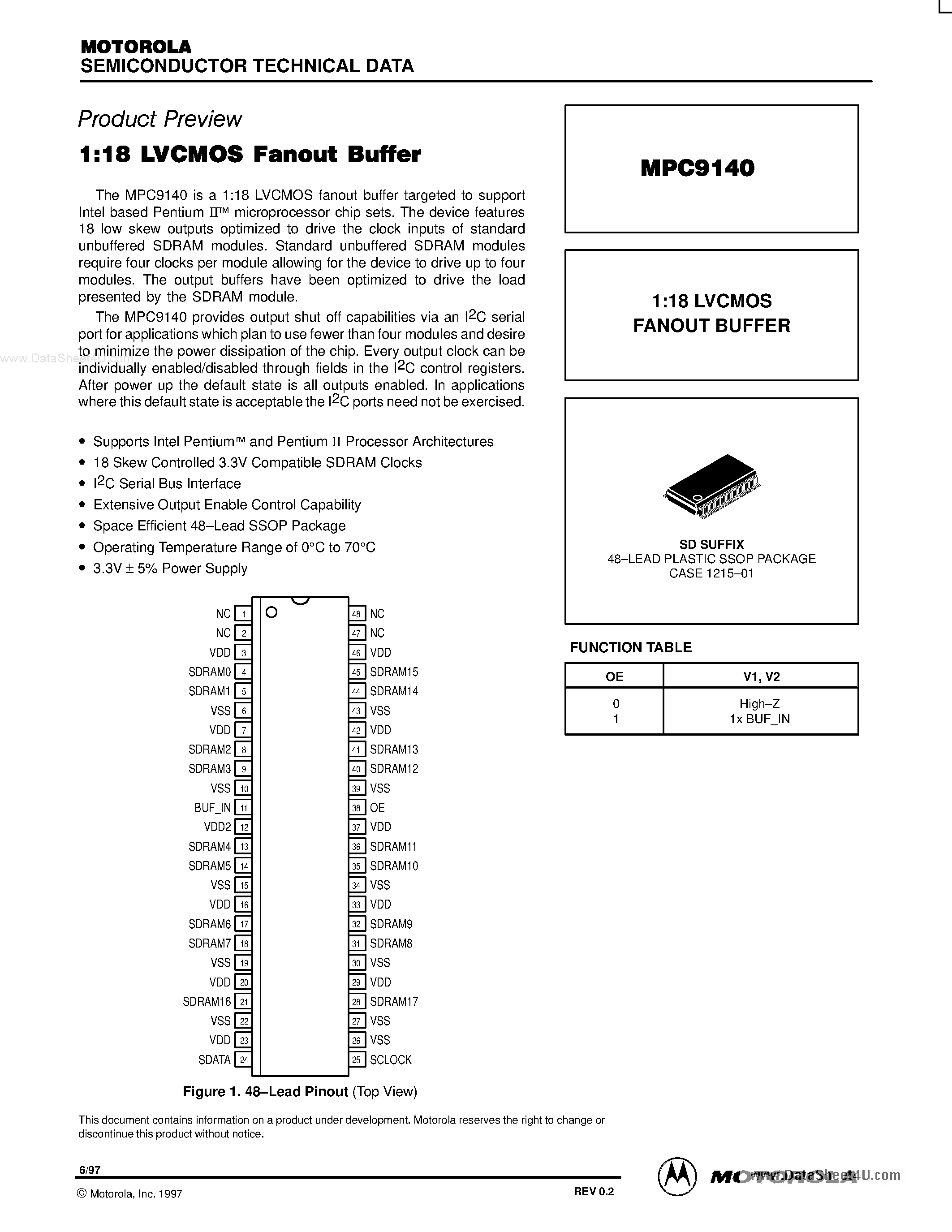 Datasheet MPC9140 - 1:18 LVCMOS FANOUT BUFFER page 1