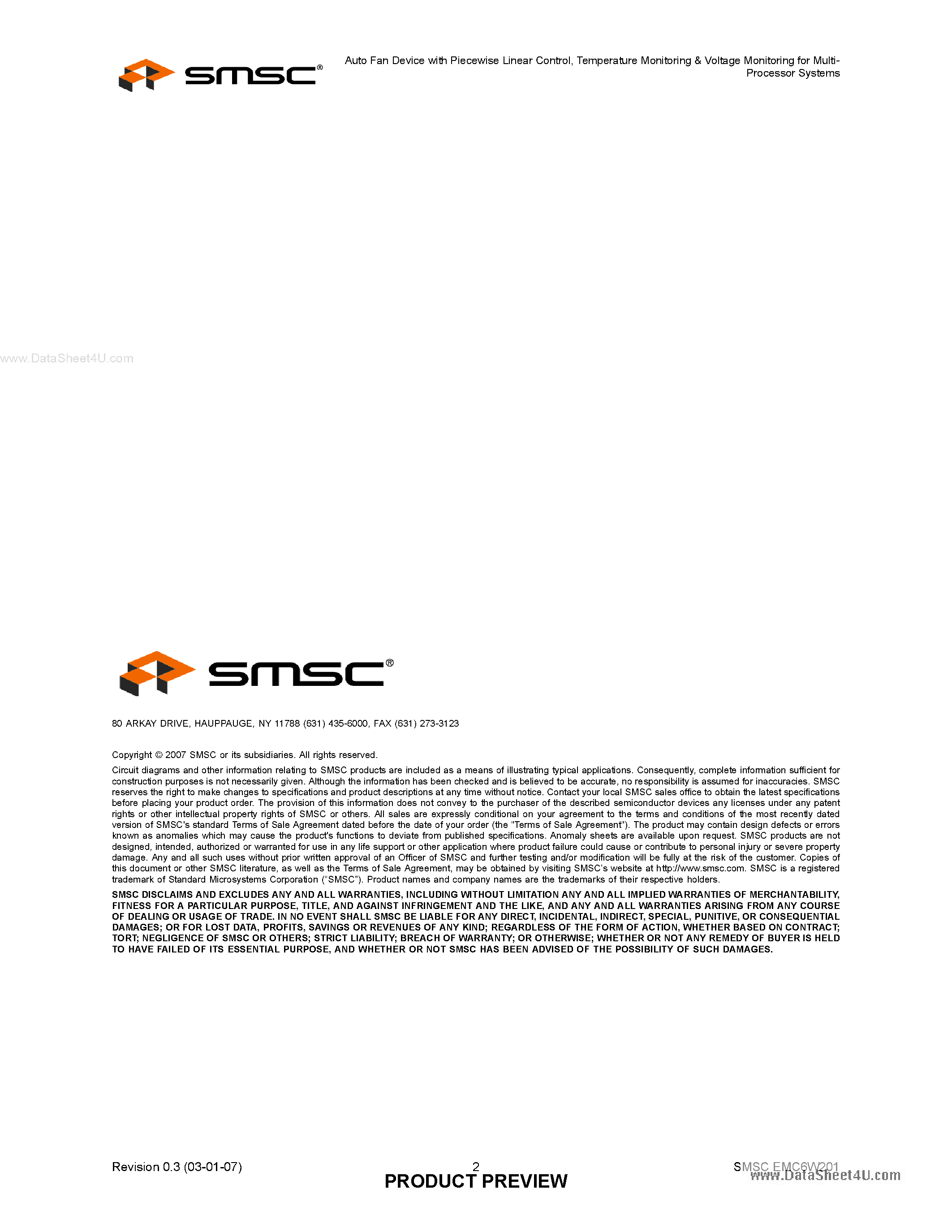 Datasheet EMC6W201 - Auto Fan Device page 2