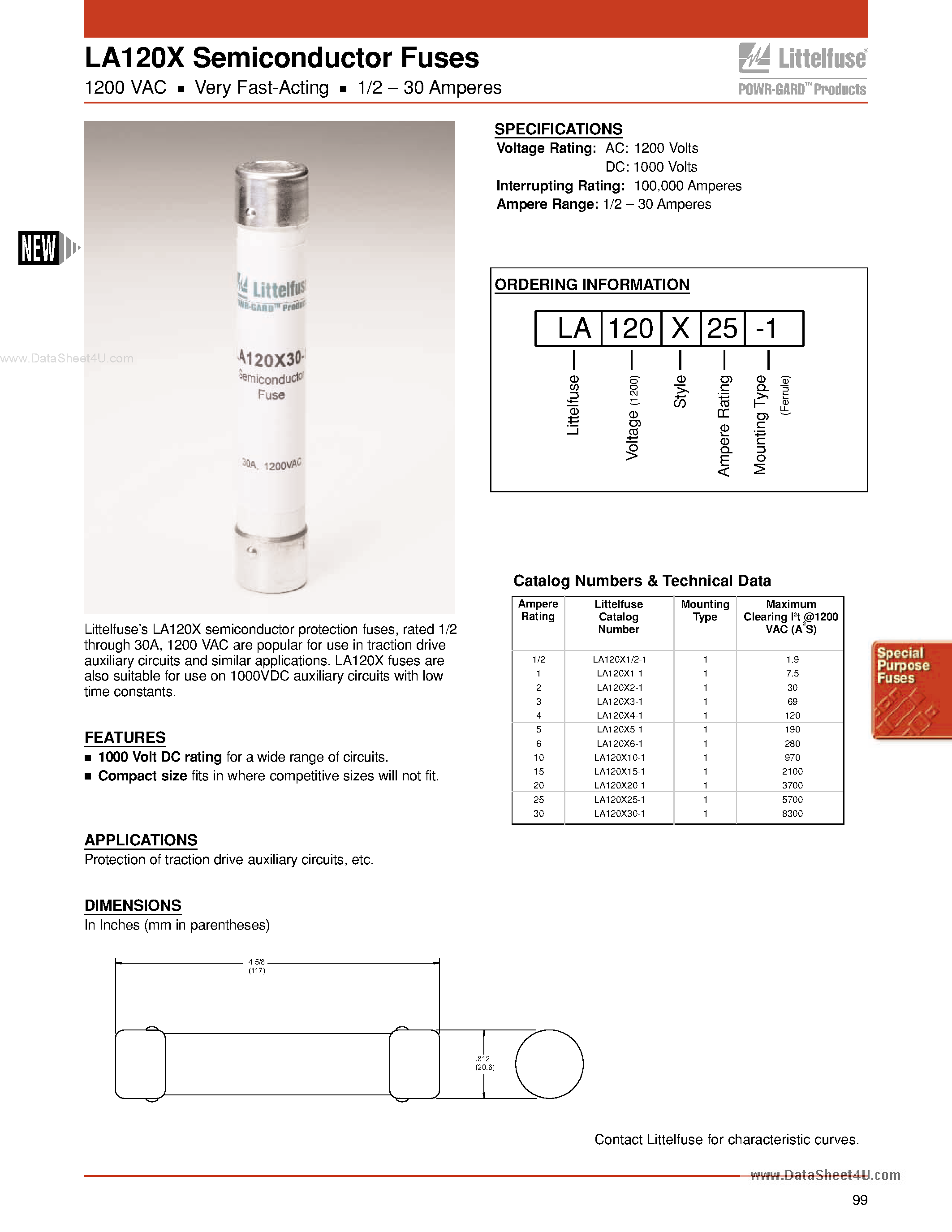 Datasheet LA120X - Semiconductor Fuses page 1
