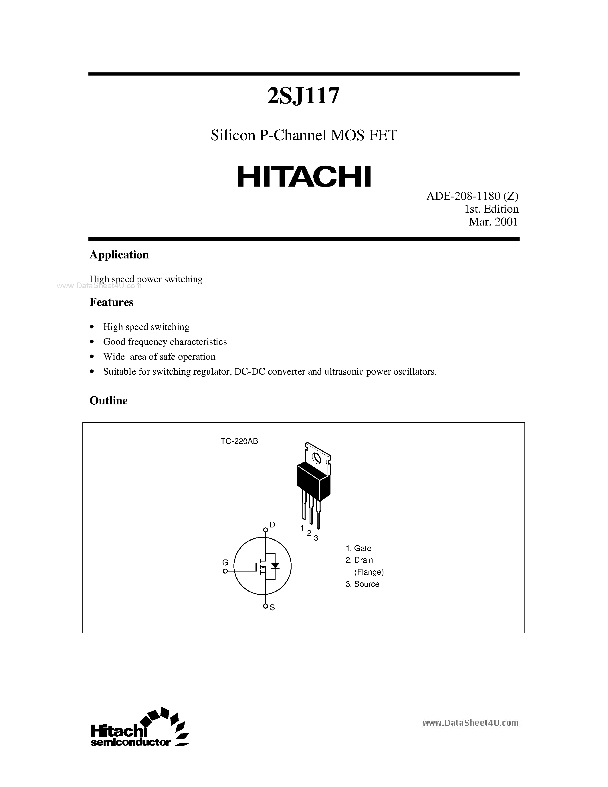 Даташит на микросхему J117 страница 1 Даташит J117 - Search -----> 2SJ117 страница 1
