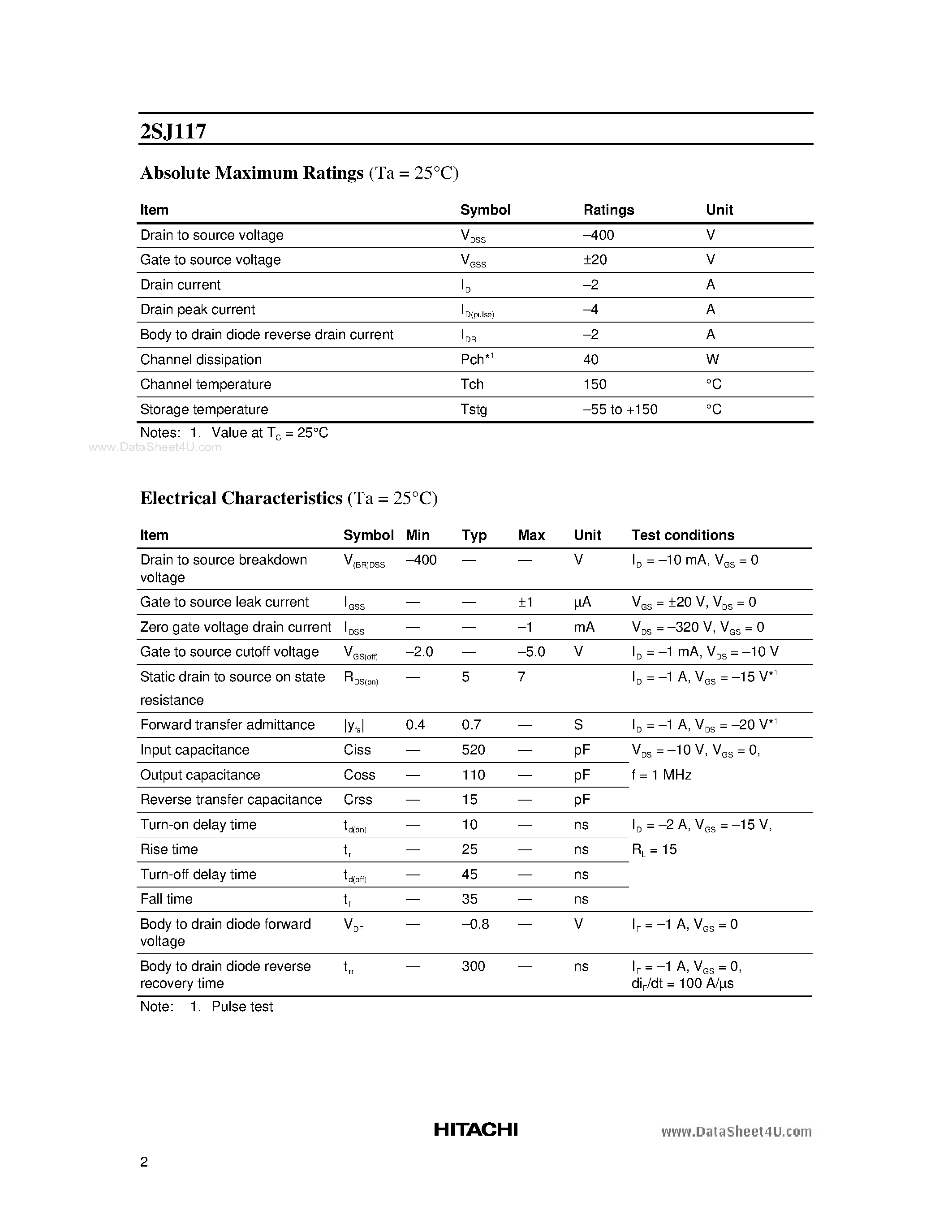 Даташит на микросхему J117 страница 2 Даташит J117 - Search -----> 2SJ117 страница 2