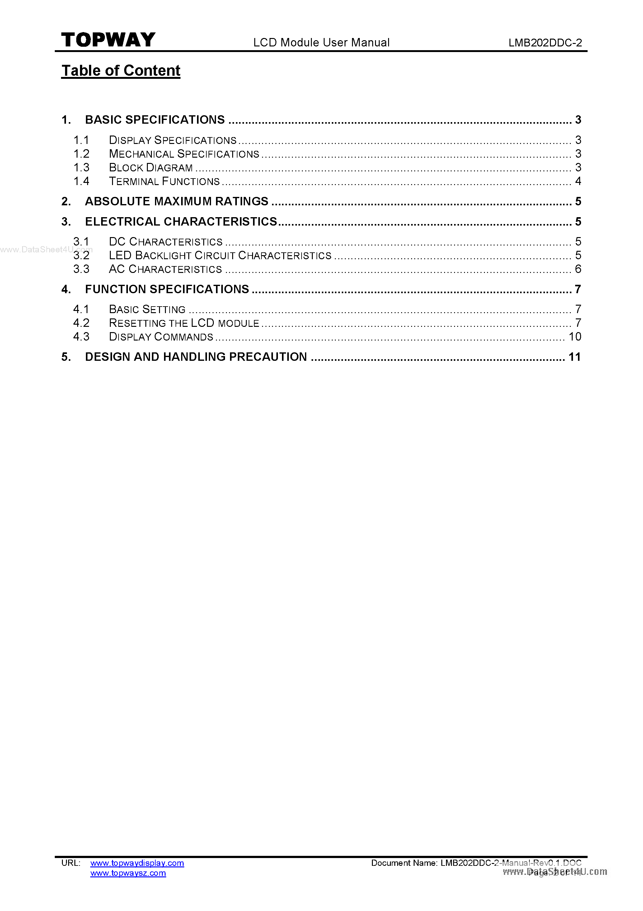 Datasheet LMB202DDC-2 - LCD Module page 2