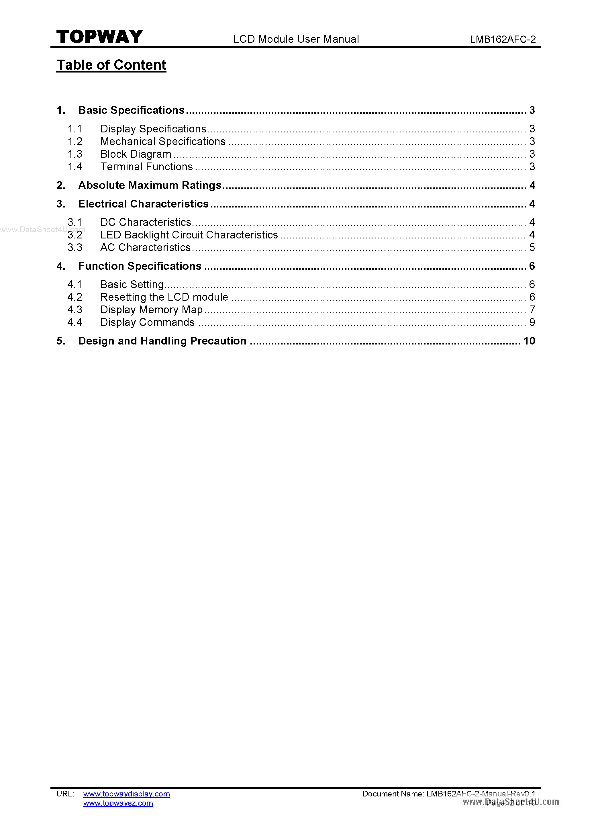 Datasheet LMB162AFC-2 - LCD Module page 2