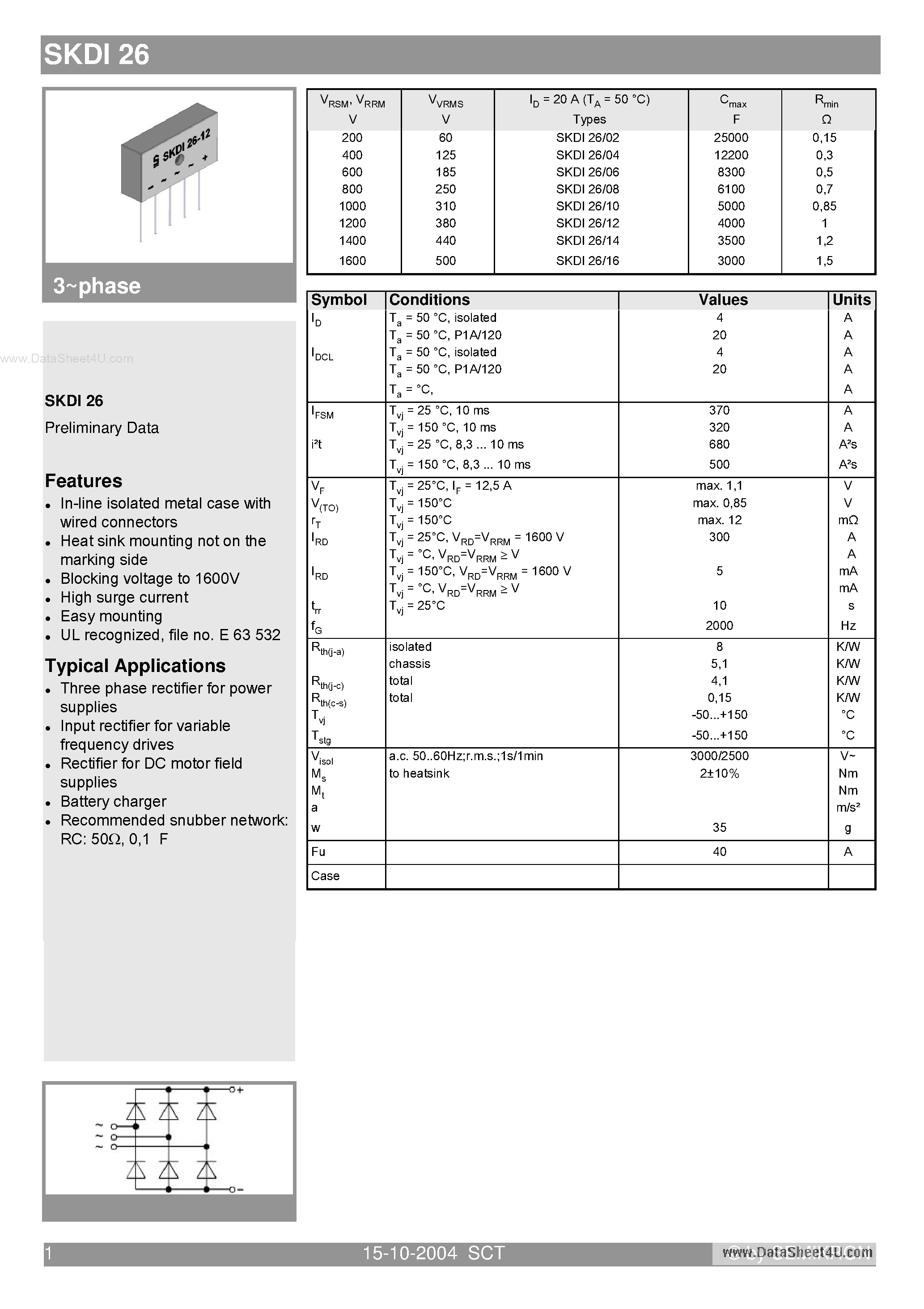 Datasheet SKDI26 - 3-phase page 1