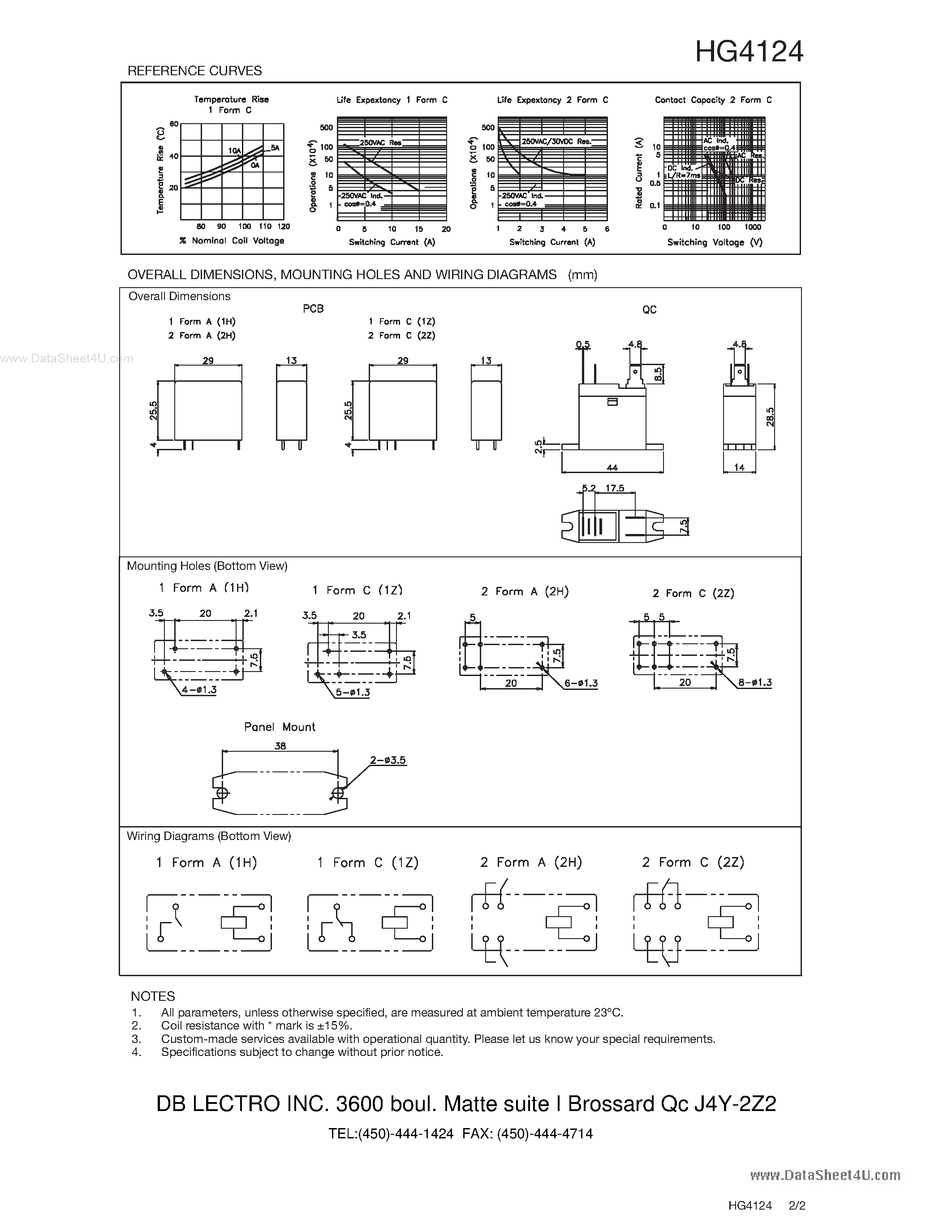 Даташит HG4124 - Miniature PCB Power Relay страница 2