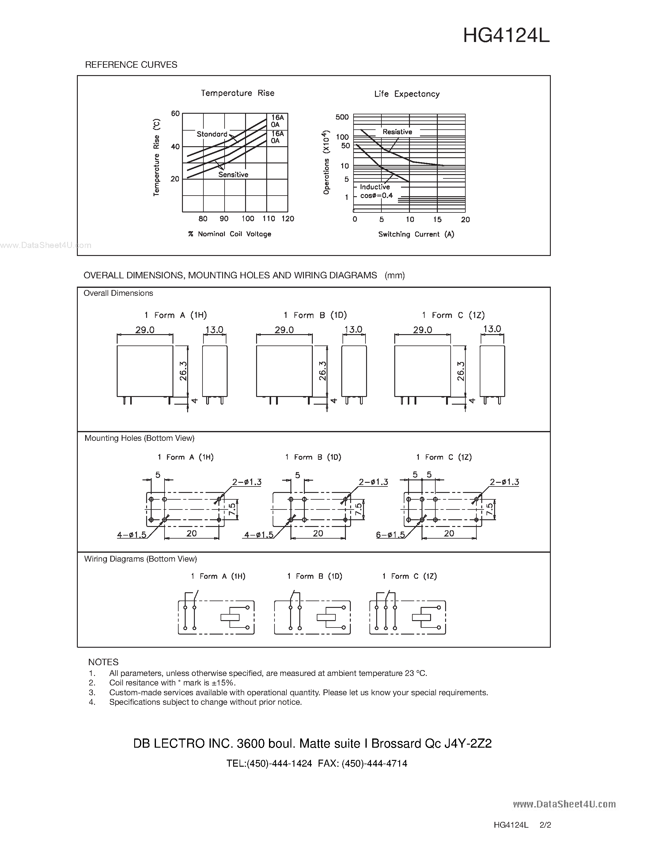 Даташит HG4124L - Miniature PCB Power Relay страница 2