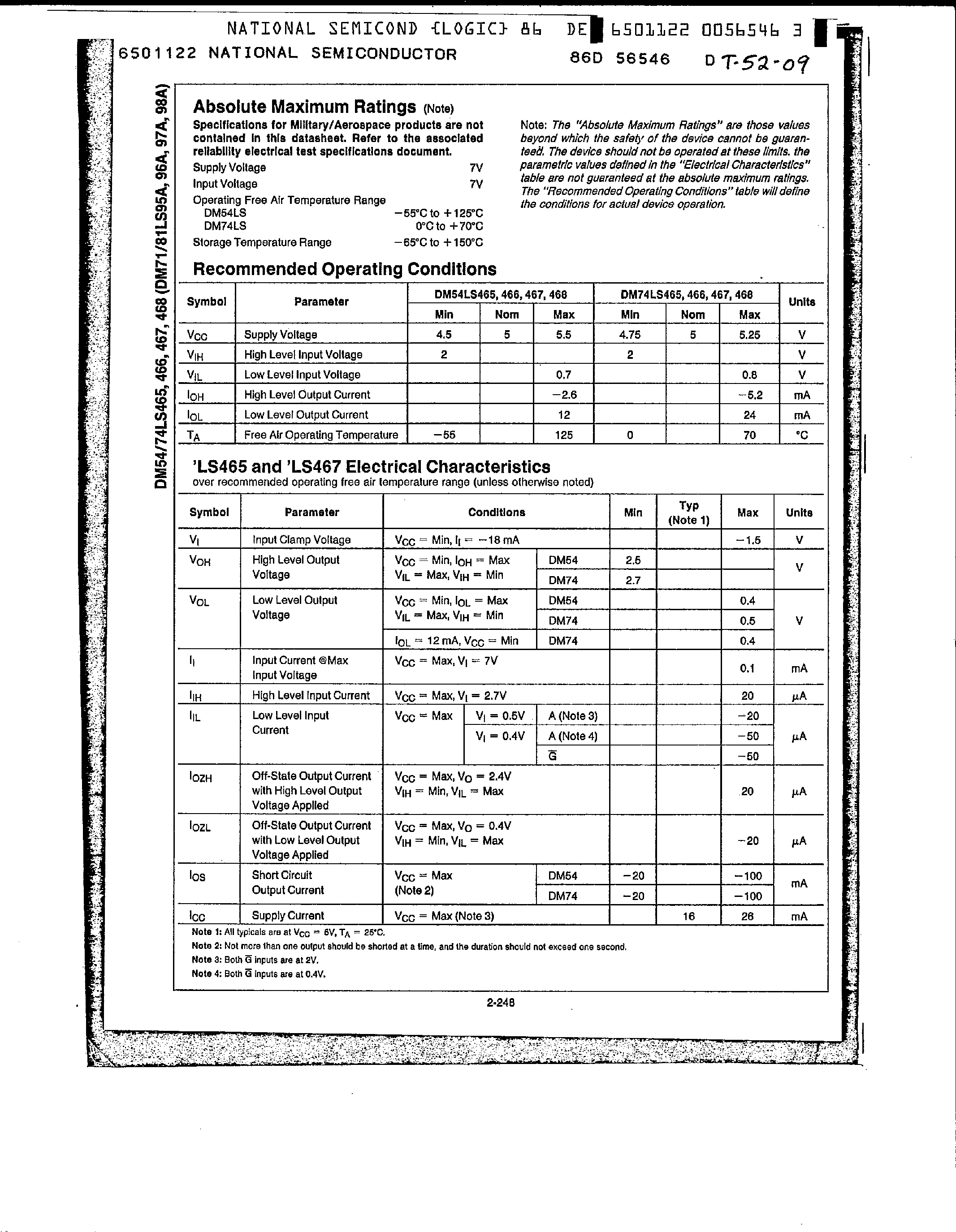 Datasheet DM71LS95A page 2 Datasheet DM71LS95A - Tri-State Octal Buffers page 2