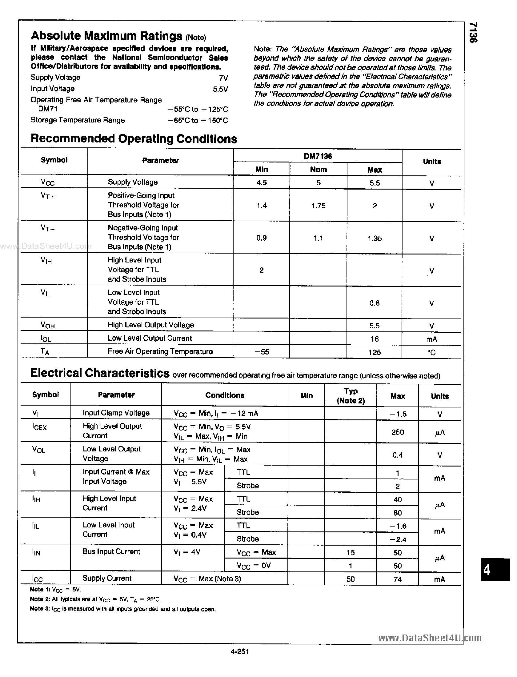 Datasheet DM7136 - 6-BIT UNIFIED BUS COMPARATOR page 2