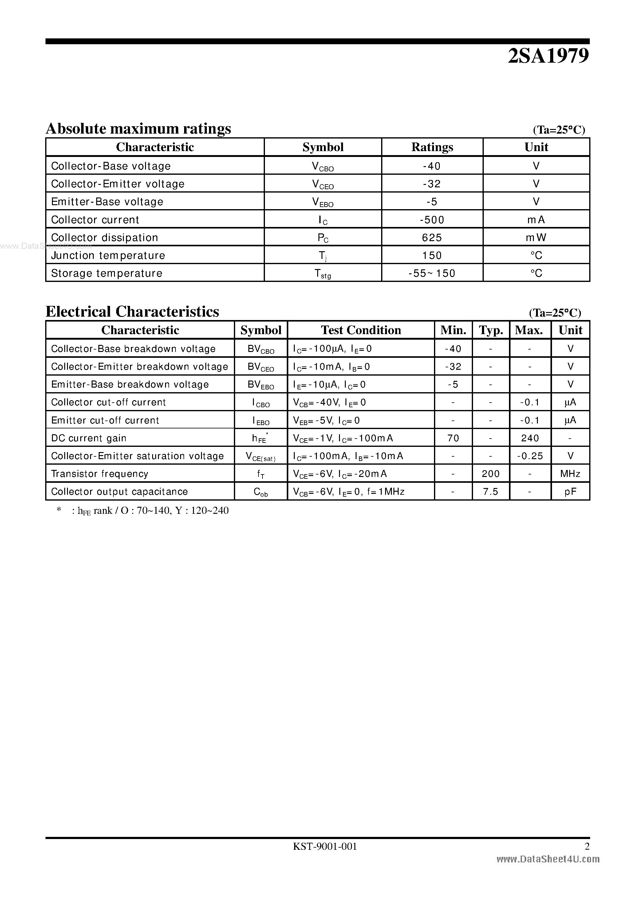Datasheet A1979 - Search -----> 2SA1979 page 2