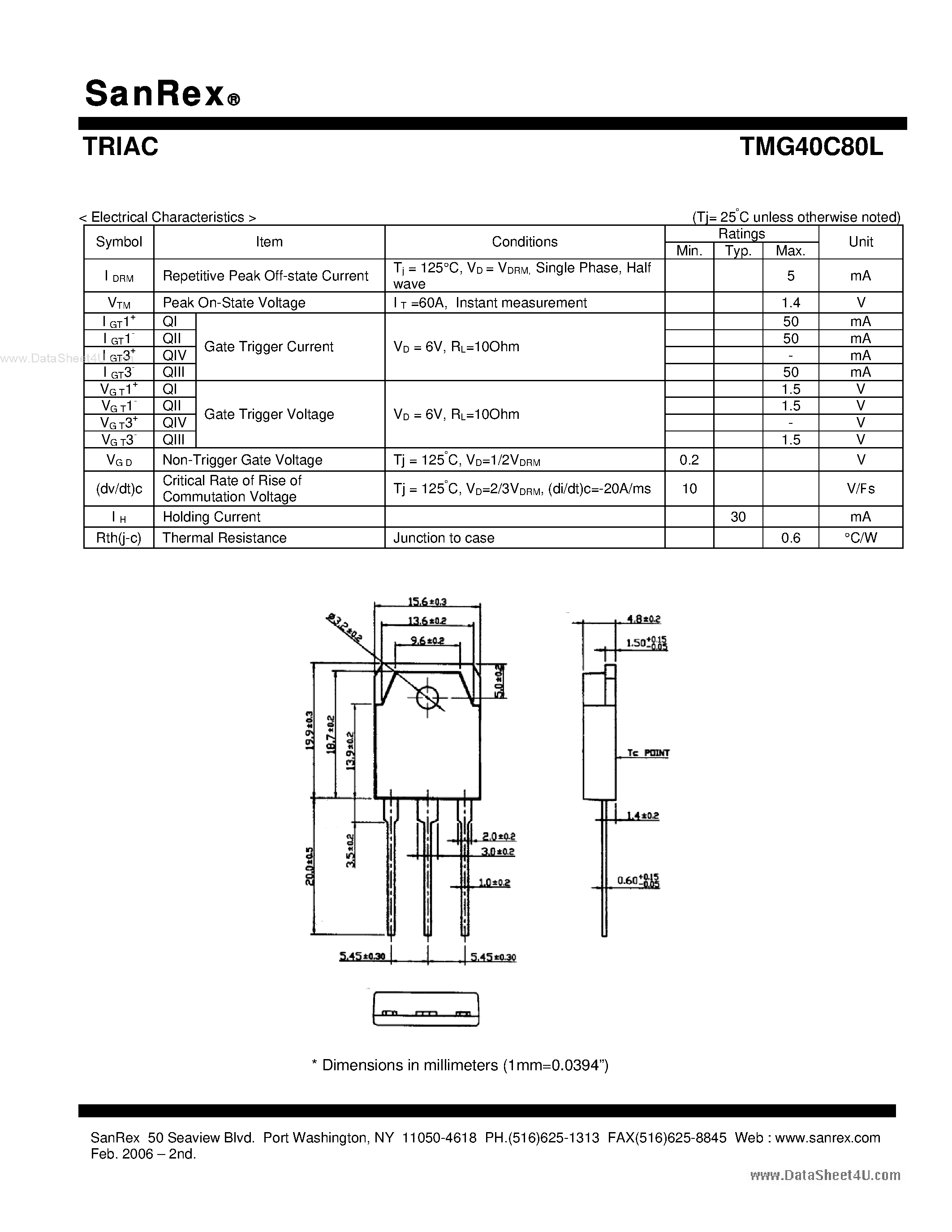 Datasheet TMG40C80L page 2 Datasheet TMG40C80L - TRIAC page 2