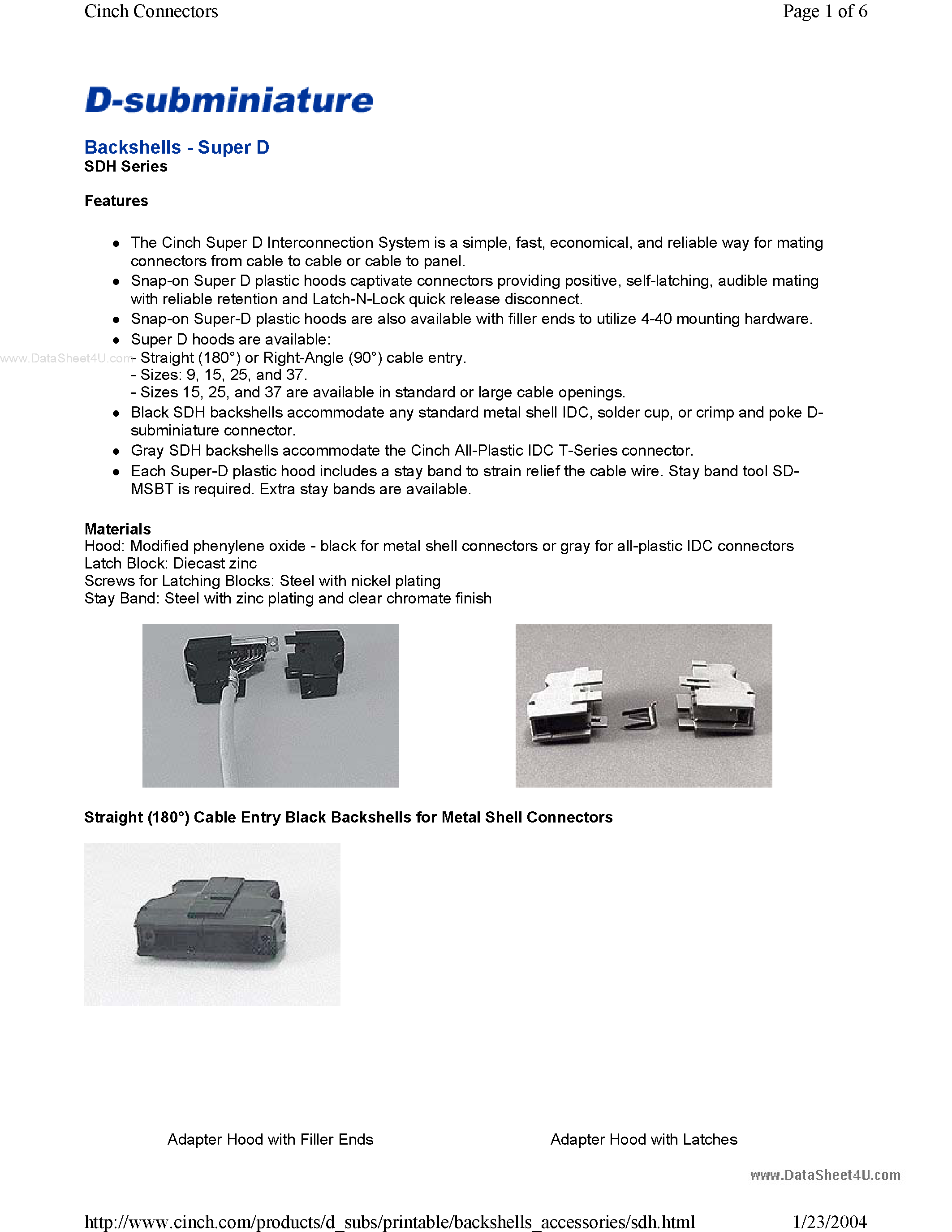 Даташит SDH-15RBL - (SDH-xxRBL) Connector страница 1