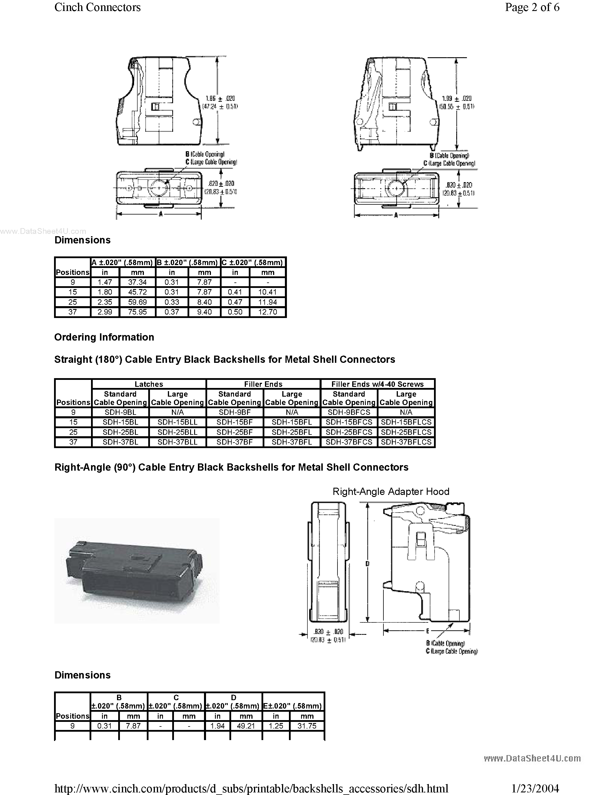 Даташит SDH-15RBL - (SDH-xxRBL) Connector страница 2