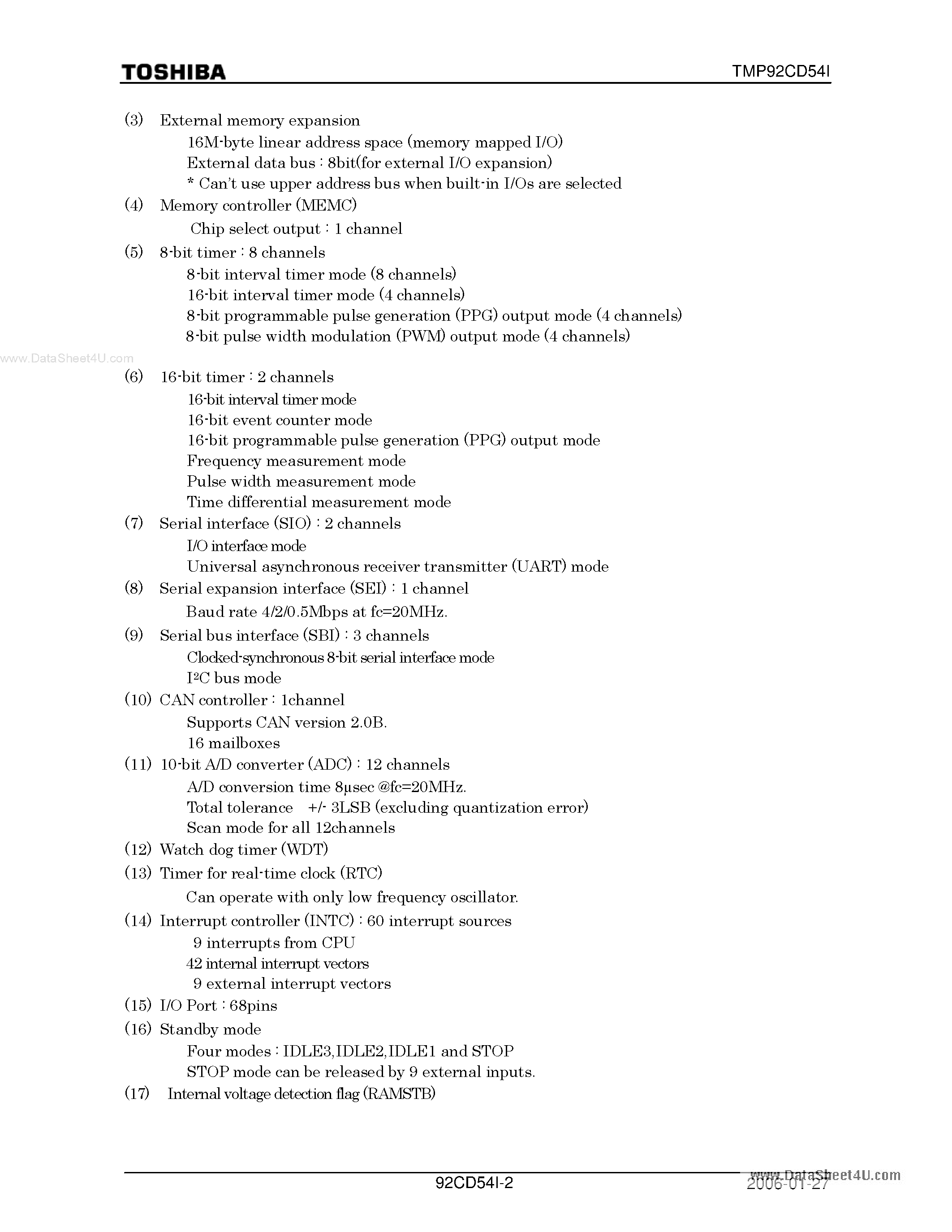 Даташит TMP92CD54IF - 32-bit Micro-controller страница 2
