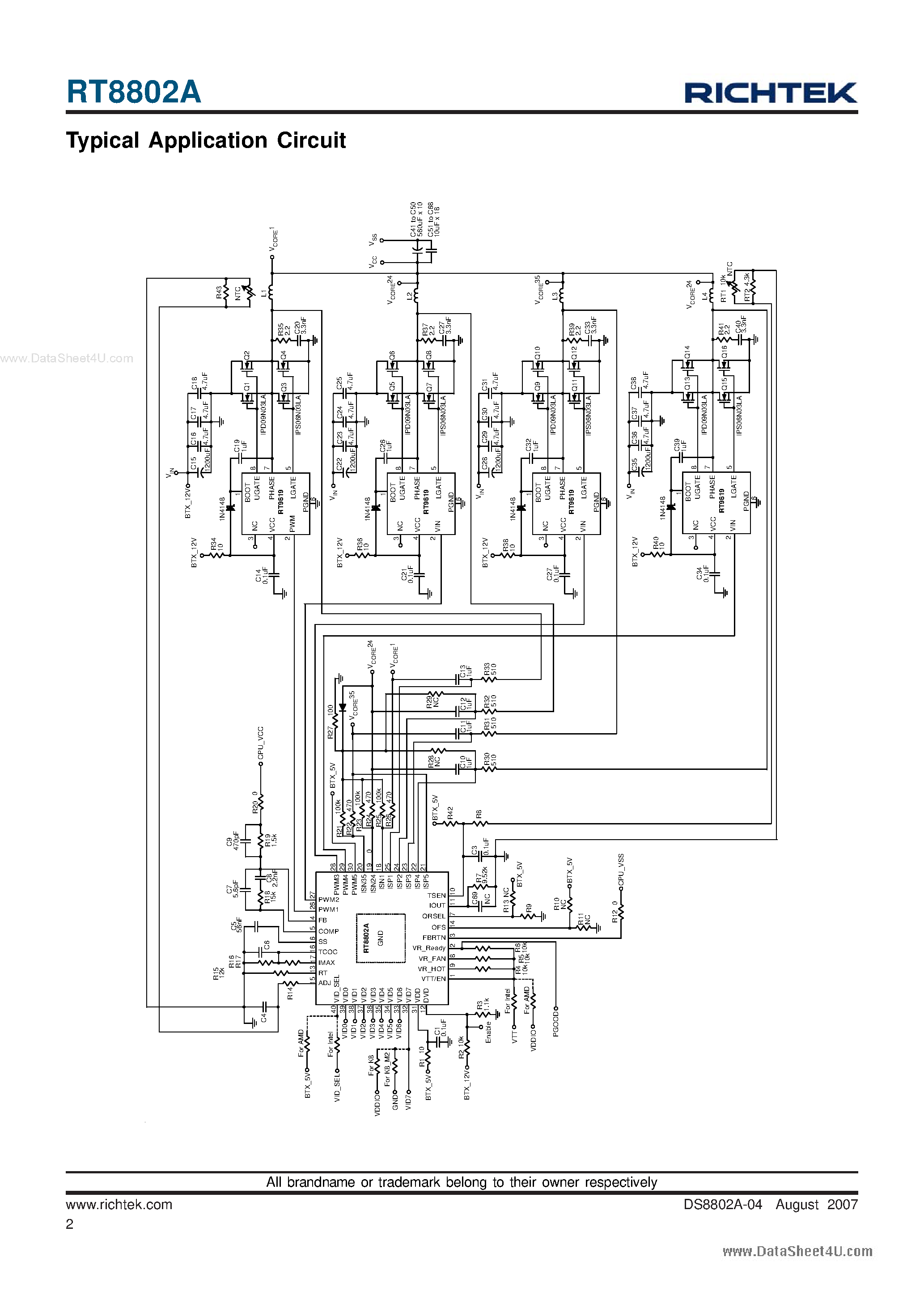 Datasheet RT8802A - 2/3/4/5-Phase PWM Controller page 2