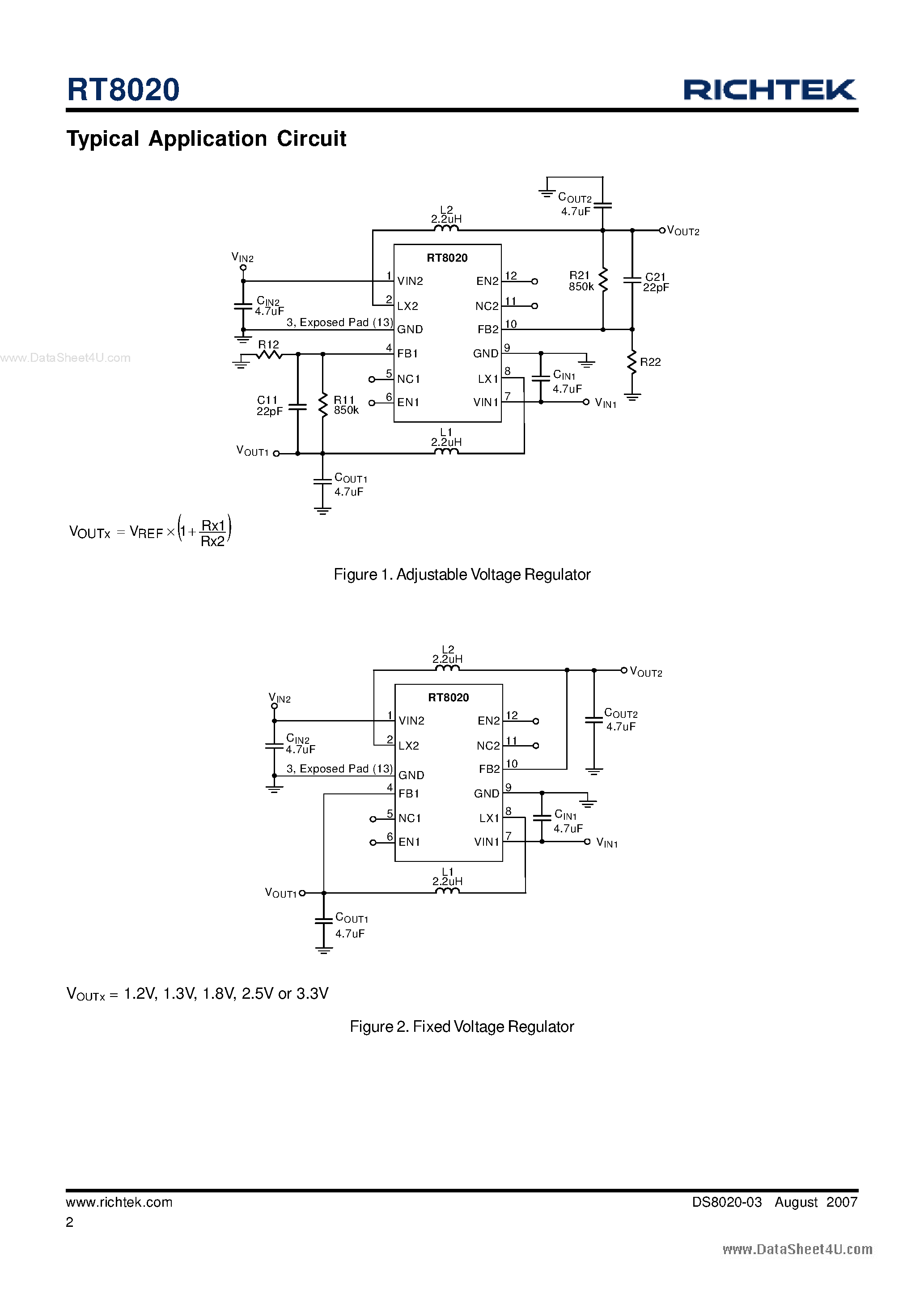 Datasheet RT8020 - Dual High-Efficiency PWM Step-Down DC-DC Converter page 2