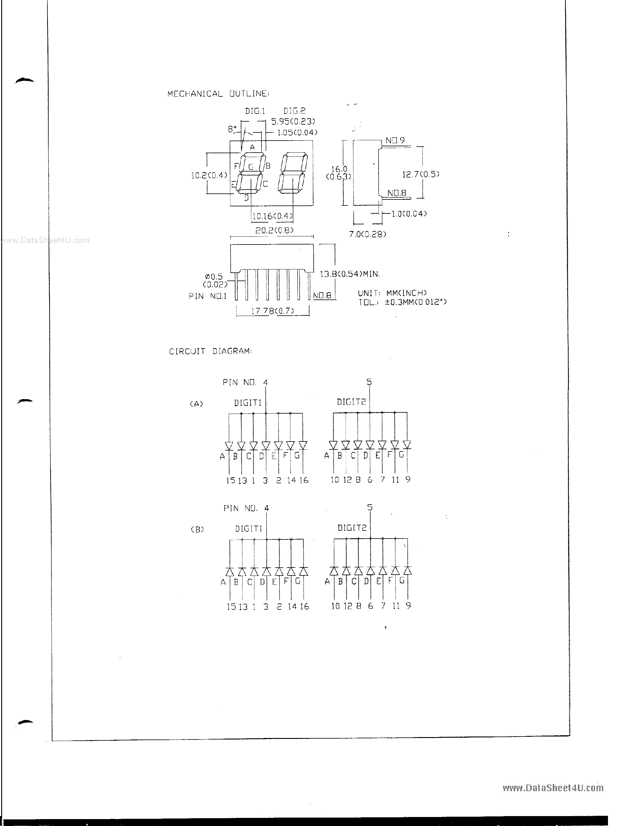 Datasheet MS241A - 0.4 DUAL DIGIT NUMERIC DISPLAYS page 2