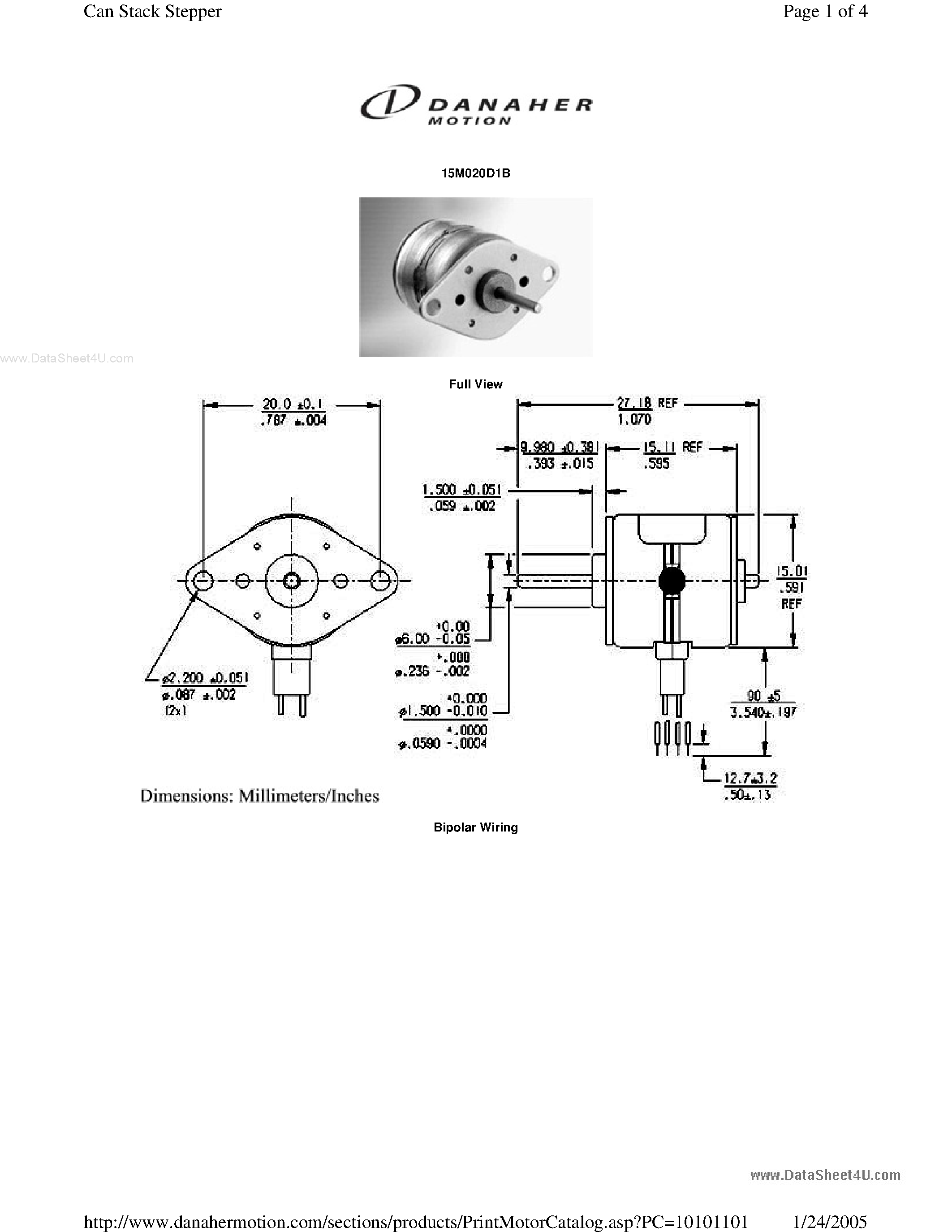 Даташит 15M020D1B - Stepper Motor страница 1