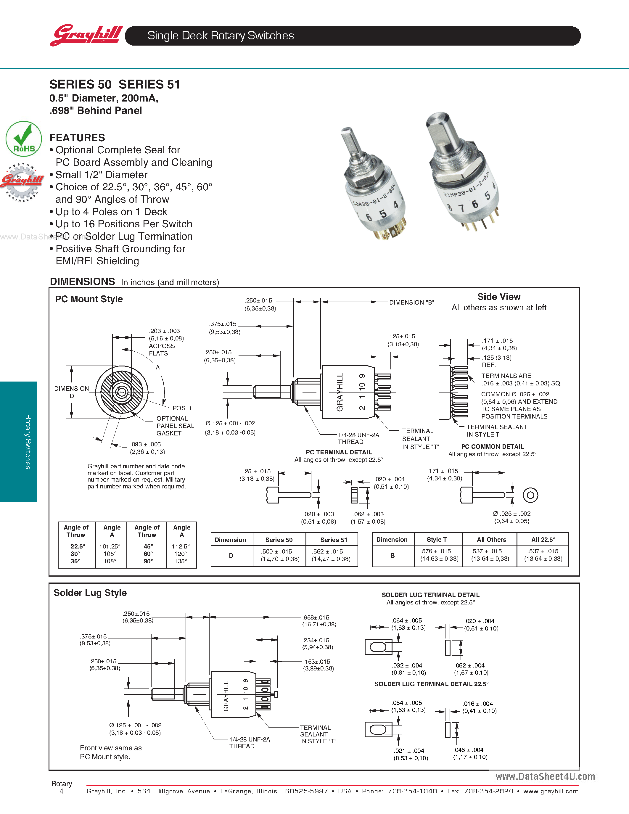 Datasheet 51SPT30 page 1 Datasheet 51SPT30 - Rotary Switches page 1
