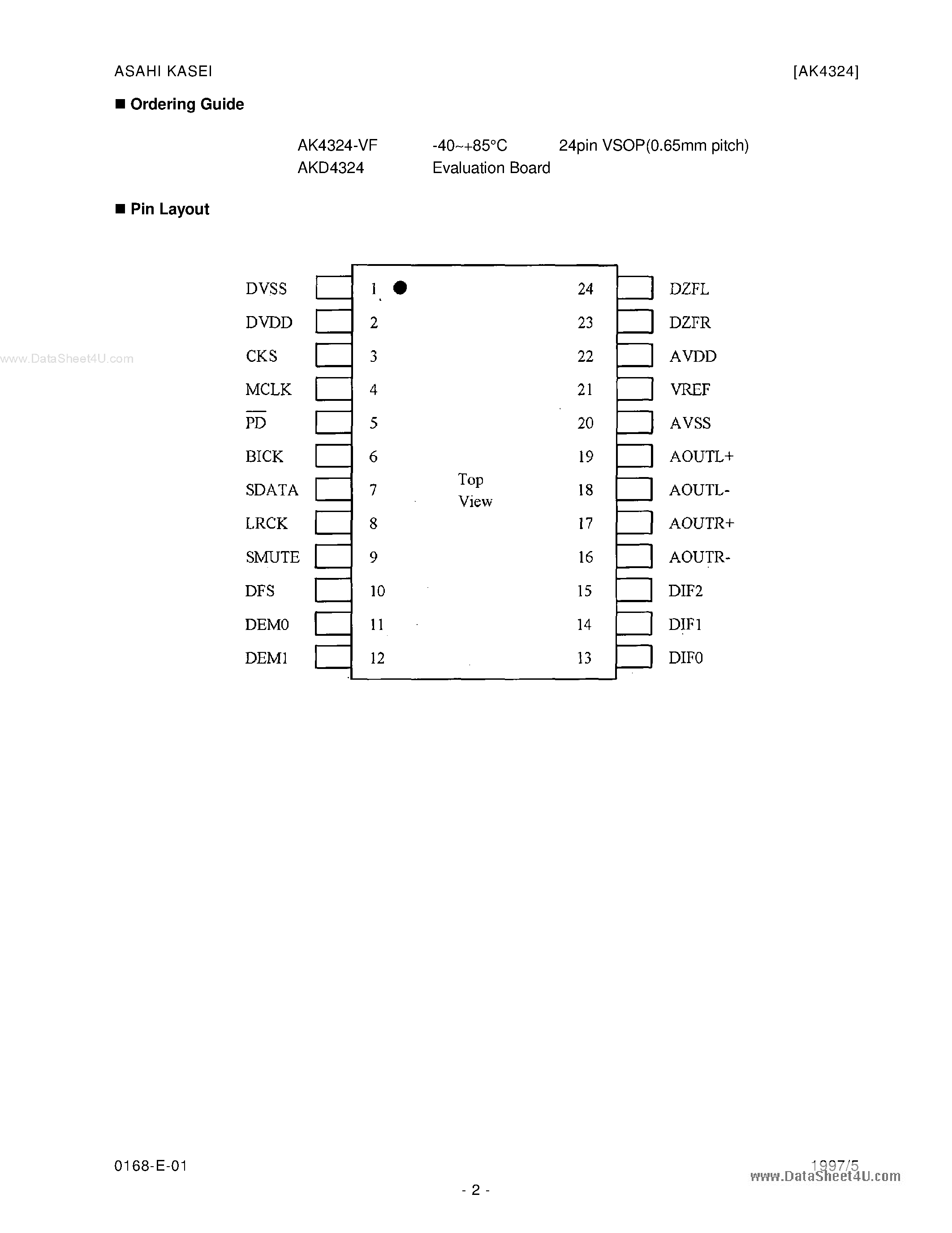 Datasheet AK4324 - 96Khz Sampling 24-Bit DAC page 2