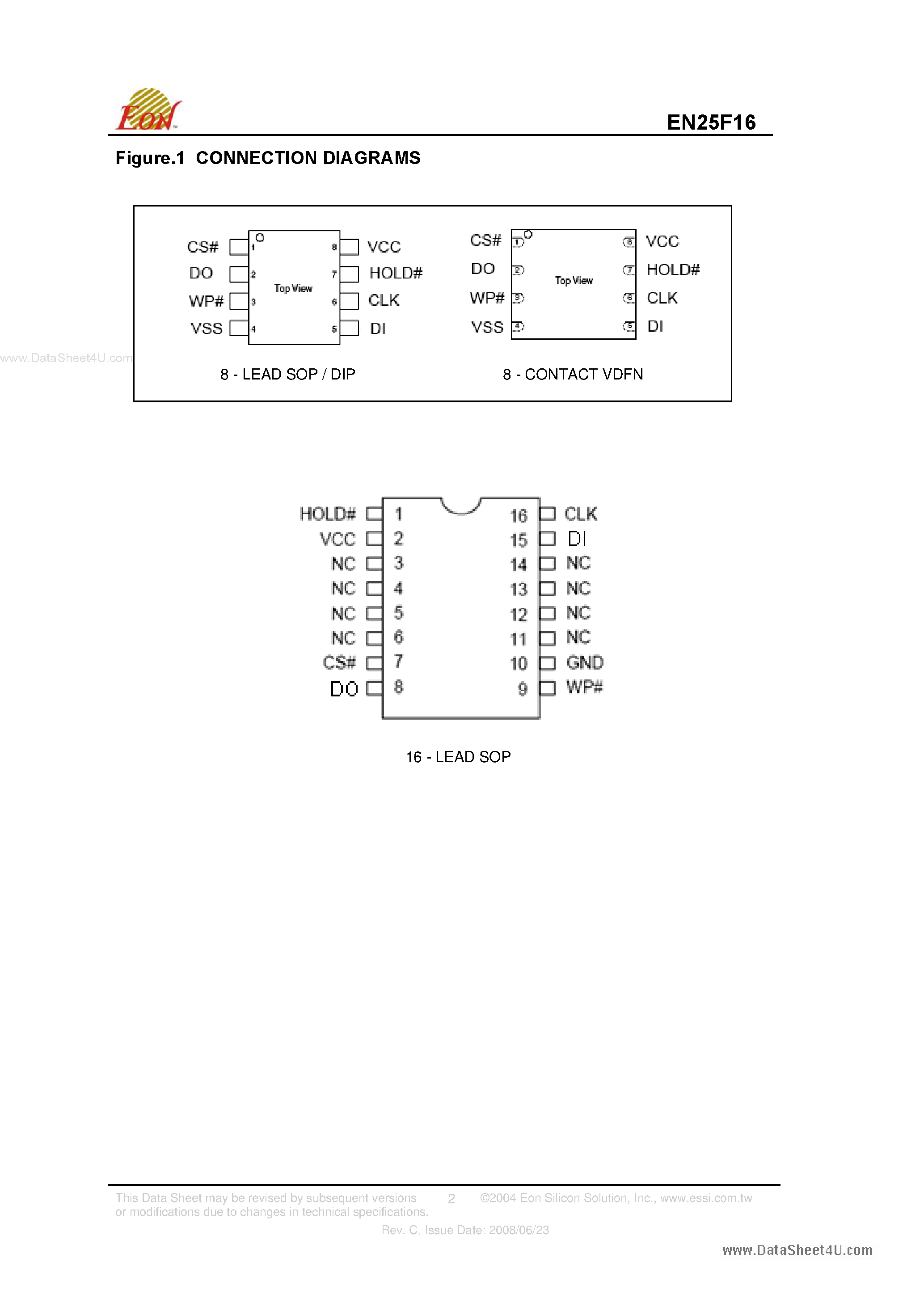 Даташит на микросхему EN25F16 страница 2 Даташит EN25F16 - 16M Serial Flash Memory страница 2