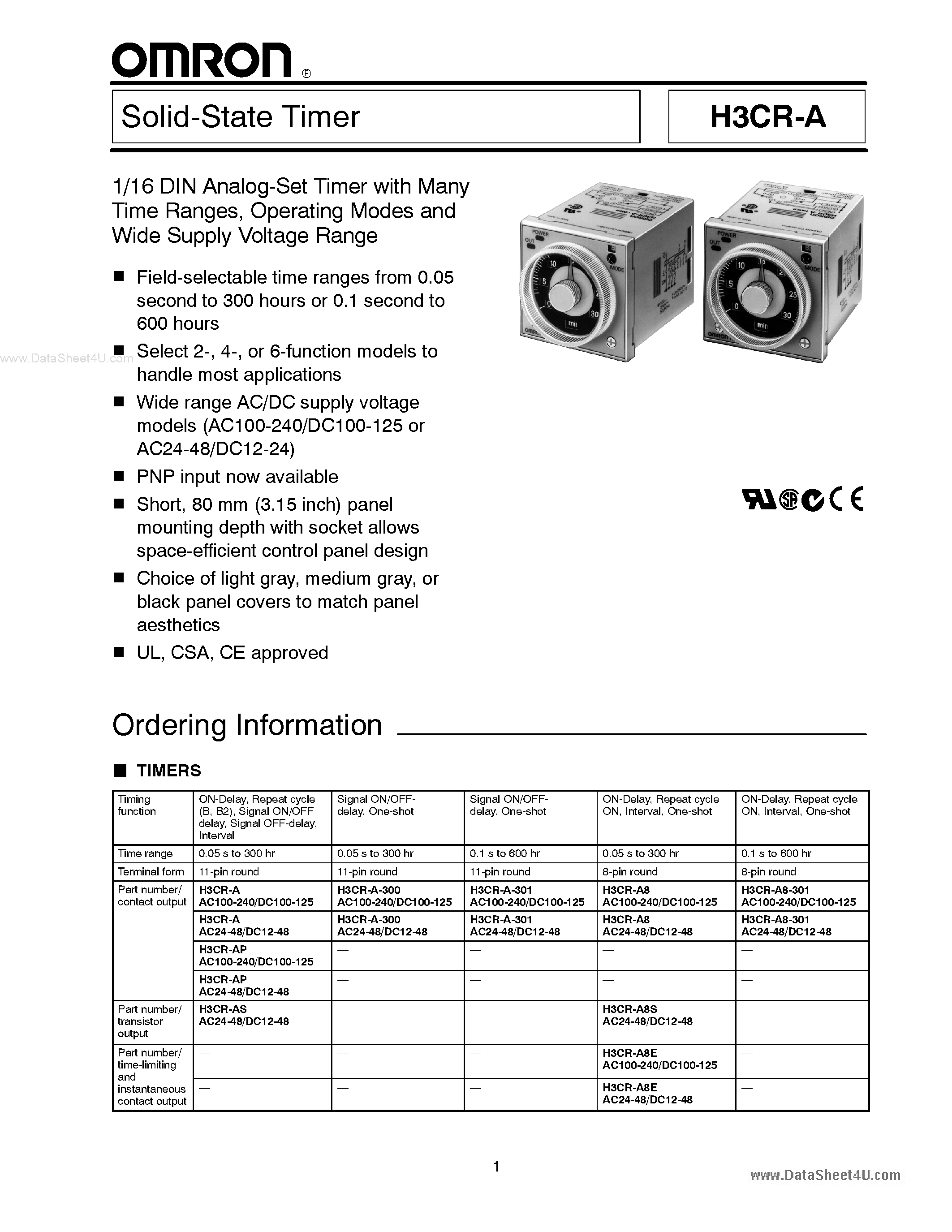 Datasheet H3CR-A page 1 Datasheet H3CR-A - Timer page 1