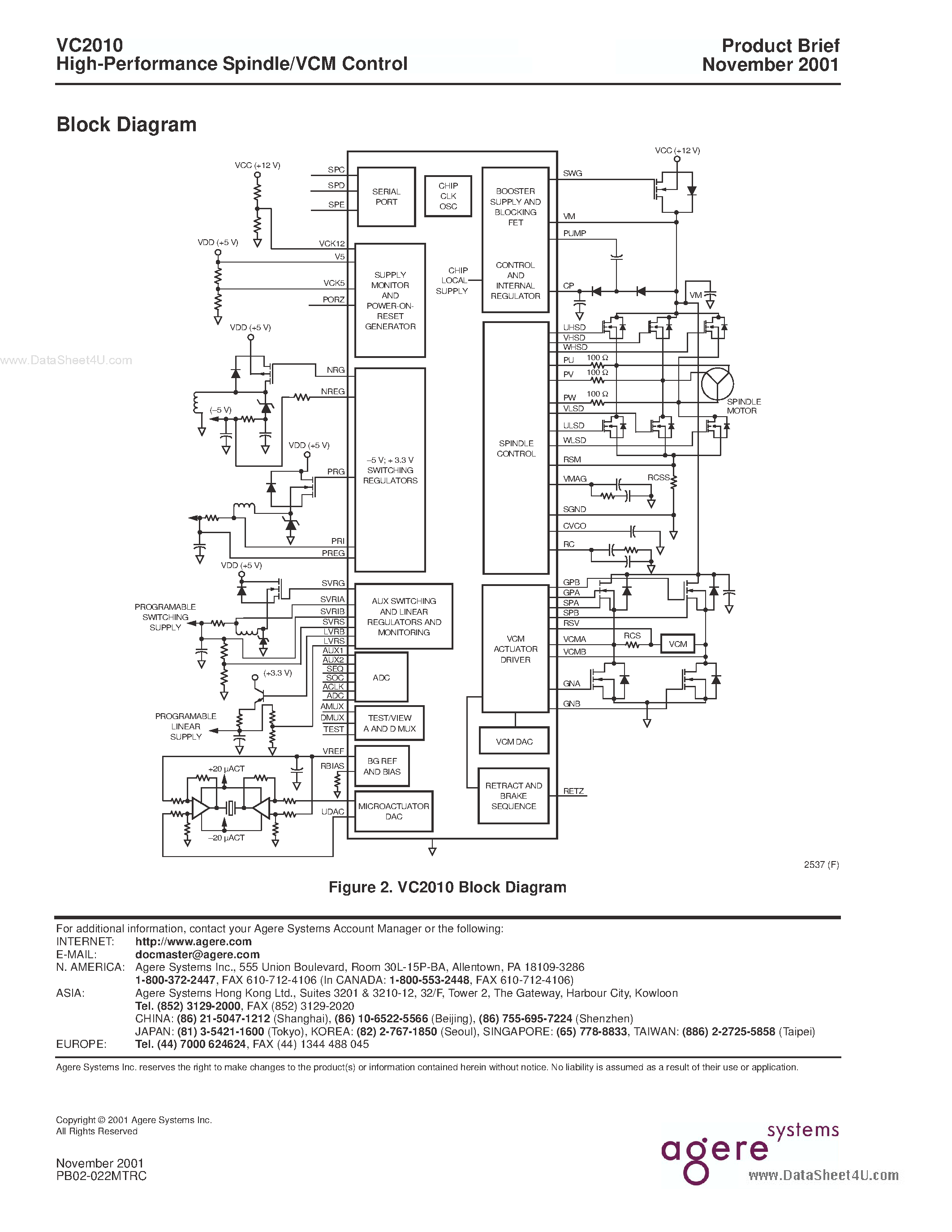 Datasheet VC2010 page 2 Datasheet VC2010 - High-performance Spindle/vcm Control page 2