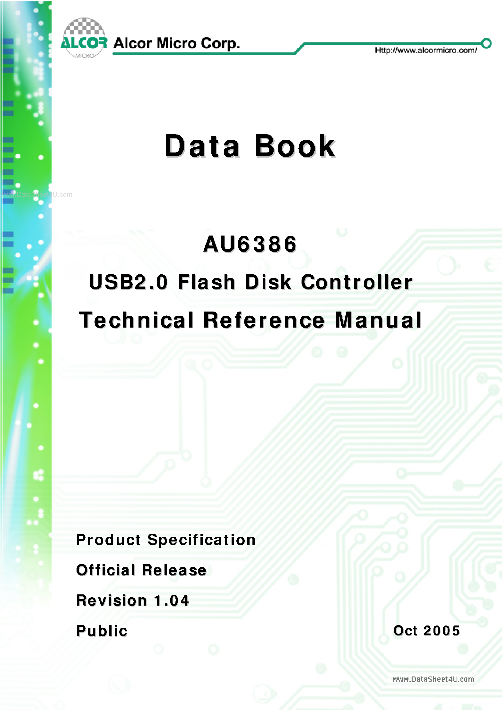 Datasheet AU6386 - USB2.0 Flash Disk Controller page 1