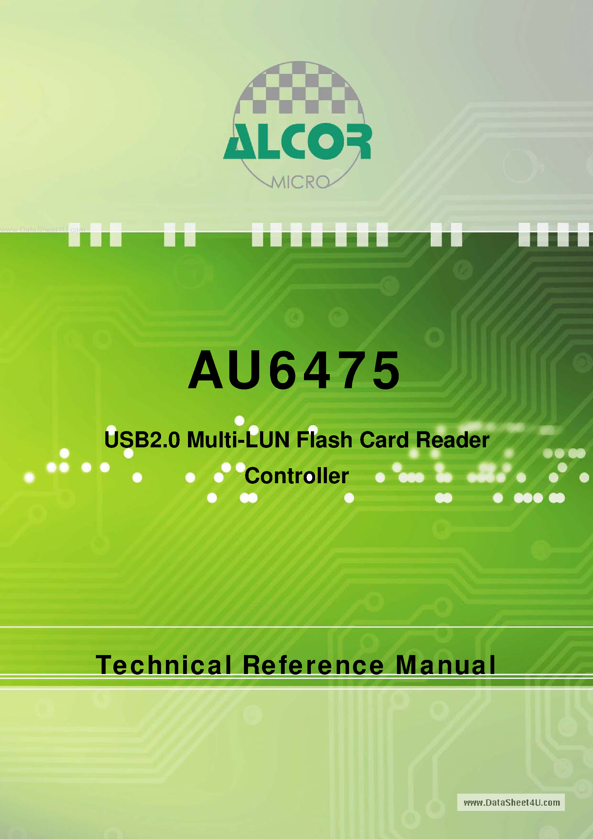 Datasheet AU6475 - USB2.0 Multi-LUN Flash Card Reader page 1