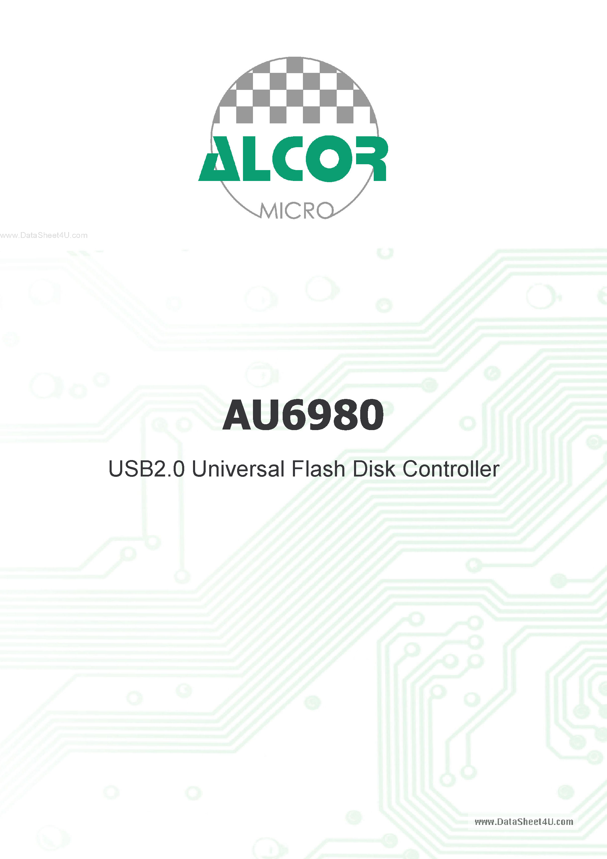 Datasheet AU6980 page 2 Datasheet AU6980 - Universal USB2.0 Flash Disk Controller Technical Reference Manual page 2