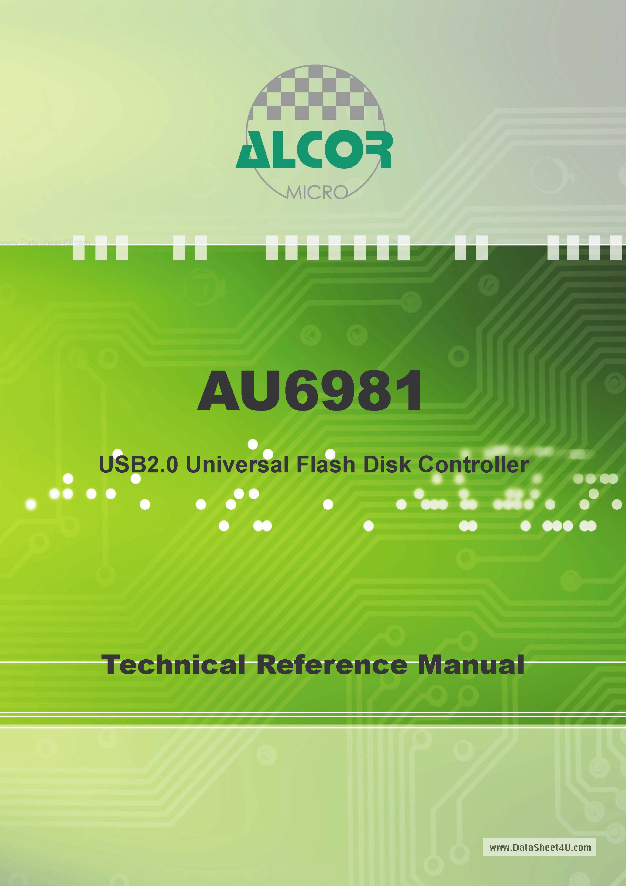 Datasheet AU6981 - Universal USB2.0 Flash Disk Controller page 1