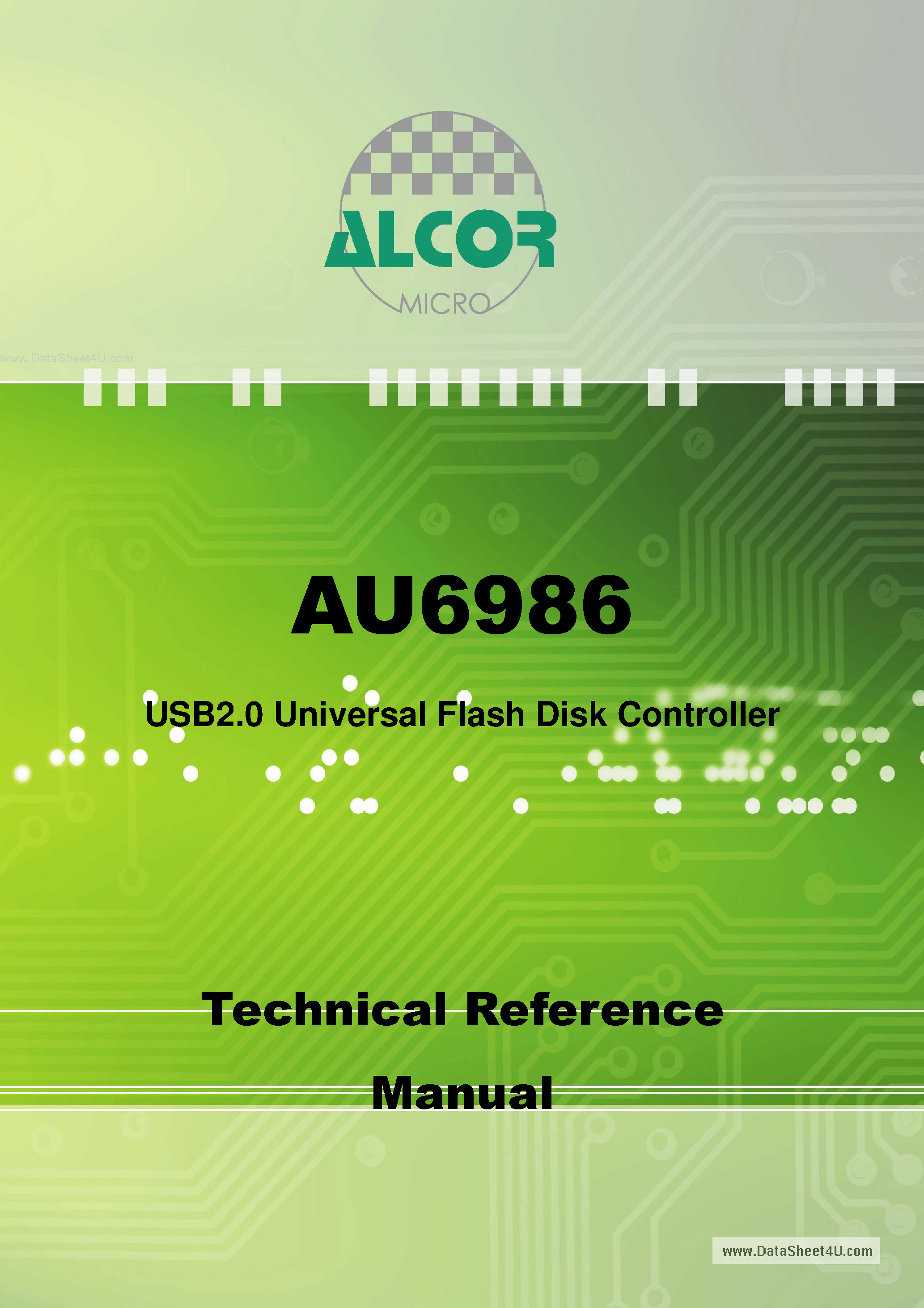 Datasheet AU6986 page 1 Datasheet AU6986 - USB2.0 Universal Flash Disk Controller page 1