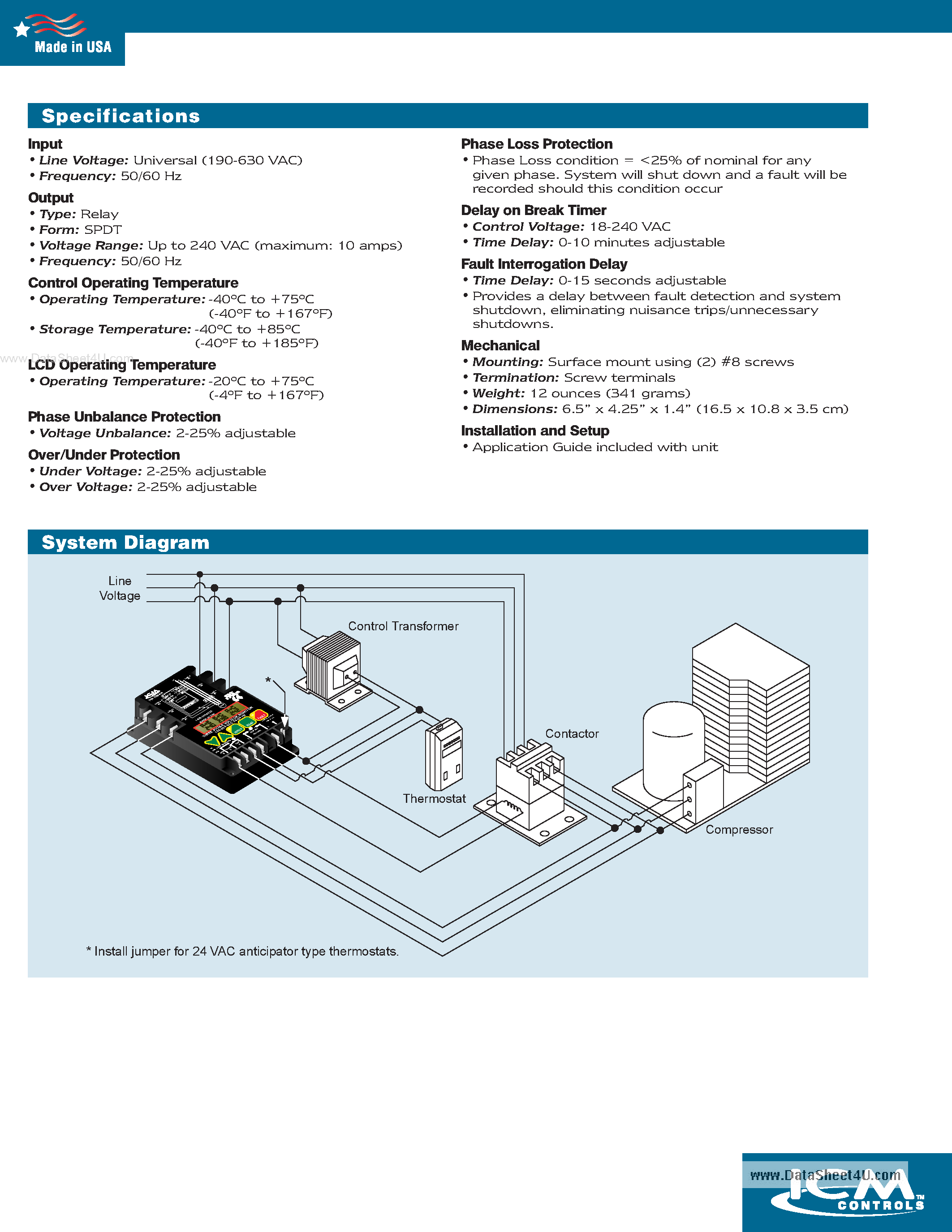 Даташит ICM450 - 3-Phase Voltage Monitor страница 2