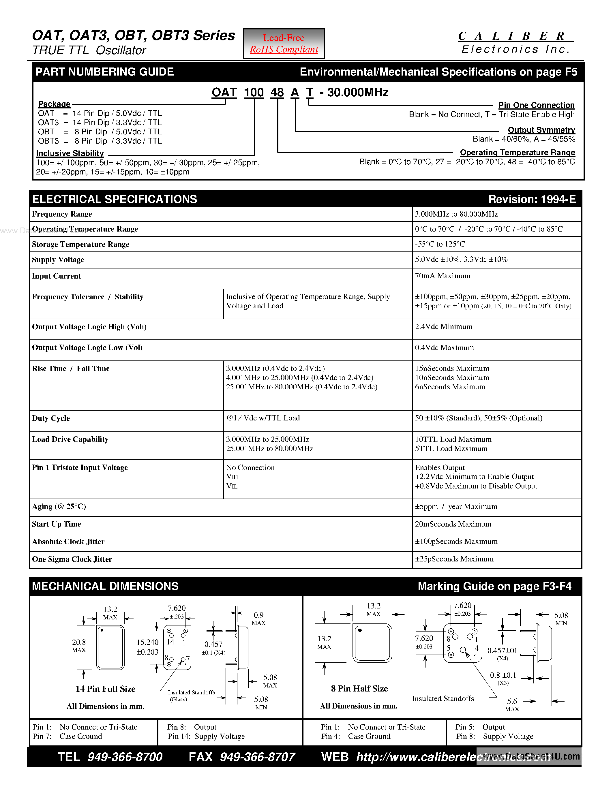 Даташит OAT - TRUE TTL Oscillator страница 1